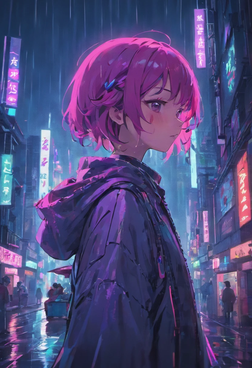Cyberpunk, cyberpunk street scene, cityscape,  neon signs, LED lights, wet and rainy,  cinematic lighting, dark shadows, tokyo, hong kong. 8k realstick face , realstick face