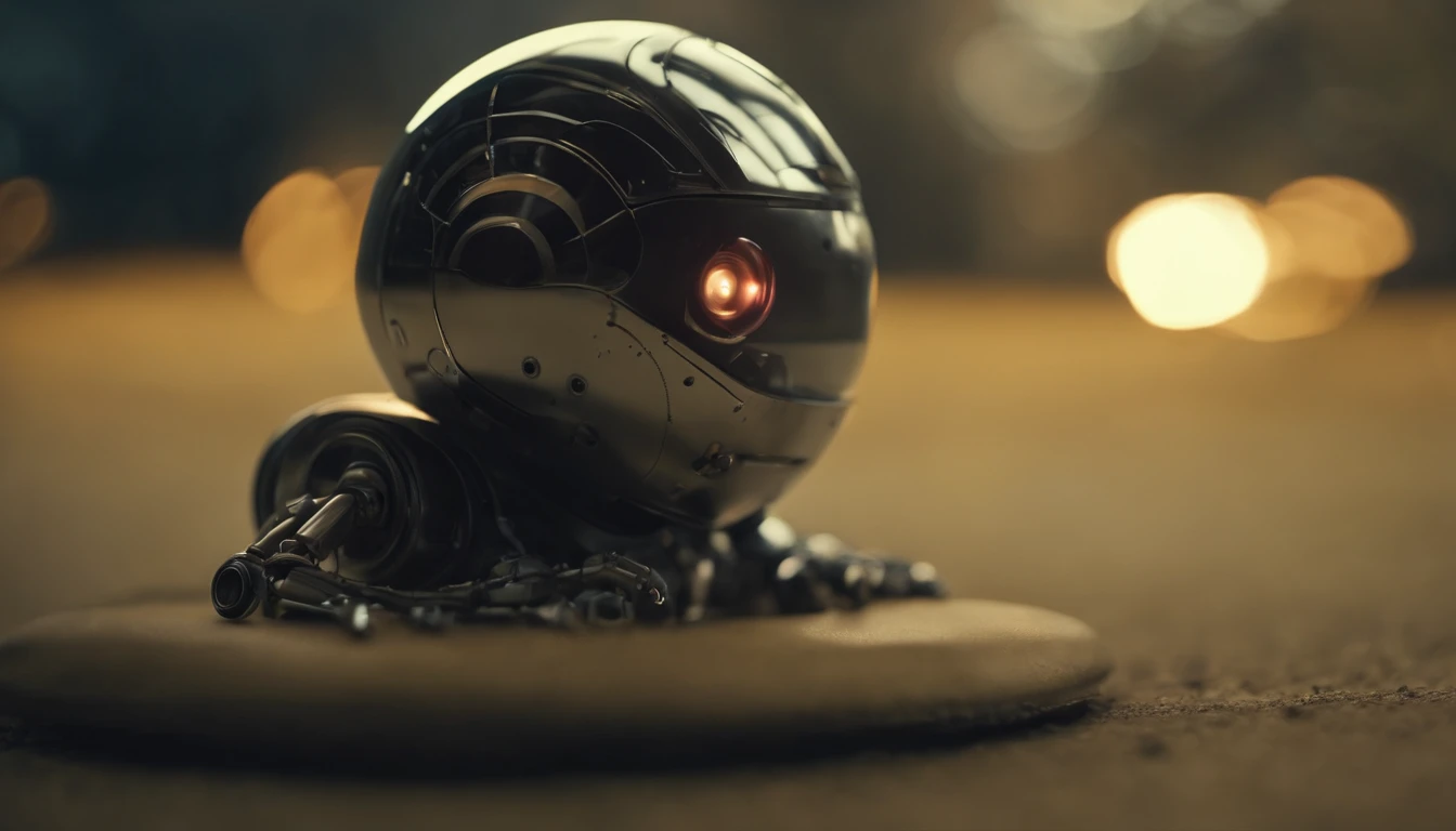 A robot look like a ball and a , (masterpiece,extreme detailed,top quality) ,dead city,very cute