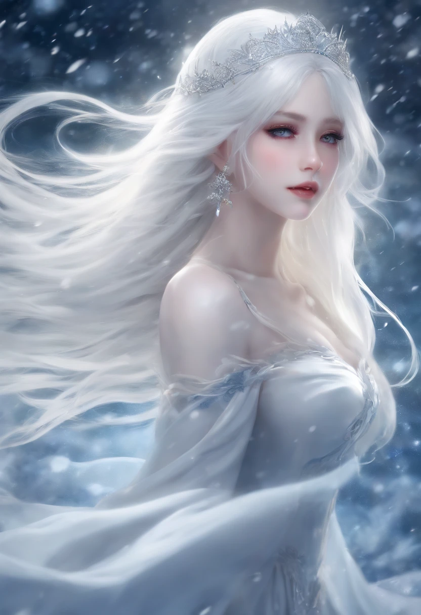 anime girl with long white hair and a blue dress in the snow, white haired deity, white hair floating in air, anime fantasy illustration, flowing white hair, beautiful young wind spirit, beautiful fantasy anime, glowing flowing hair, ethereal anime, beautiful anime artwork, beautiful digital artwork, anime fantasy artwork, ((a beautiful fantasy empress)), 2. 5 d cgi anime fantasy artwork circus  naked ass towards screen pussy wet dick cumming off screen big ass big tits drewling moaning