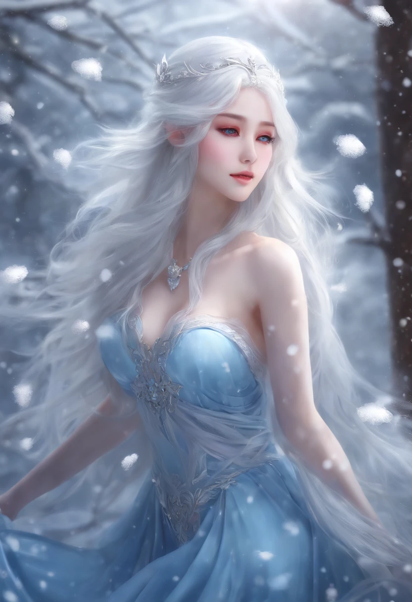 anime girl with long white hair and a blue dress in the snow, white haired deity, white hair floating in air, anime fantasy illustration, flowing white hair, beautiful young wind spirit, beautiful fantasy anime, glowing flowing hair, ethereal anime, beautiful anime artwork, beautiful digital artwork, anime fantasy artwork, ((a beautiful fantasy empress)), 2. 5 d cgi anime fantasy artwork circus baby naked ass towards screen pussy wet dick cumming off screen big ass big tits drewling moaning