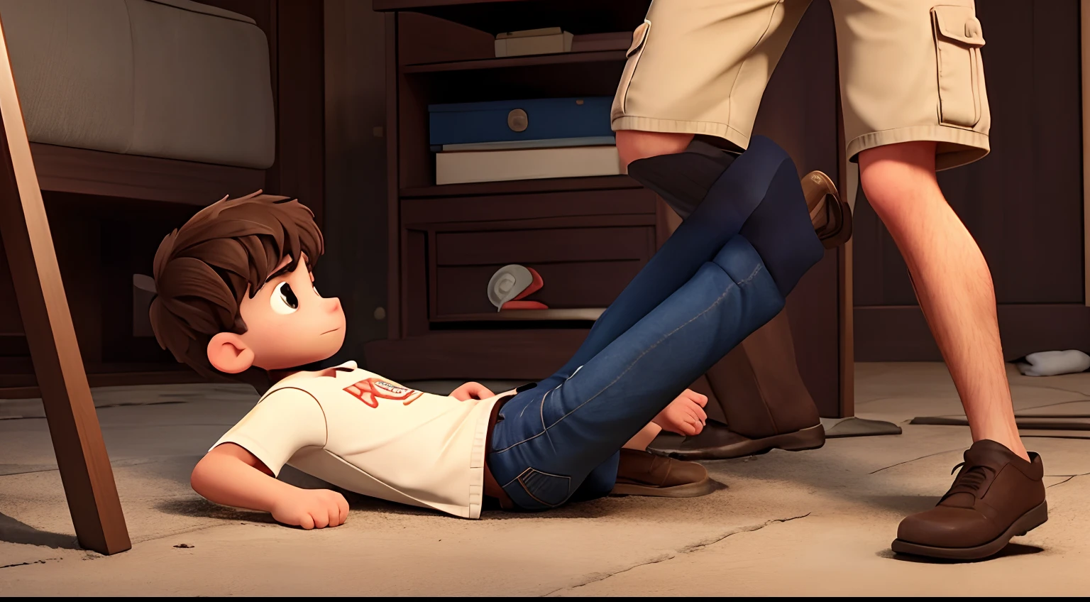 When we made a noise, he pulled our leg hard and made us fall down.
"Enough is enough," we thought while opening it angrily.