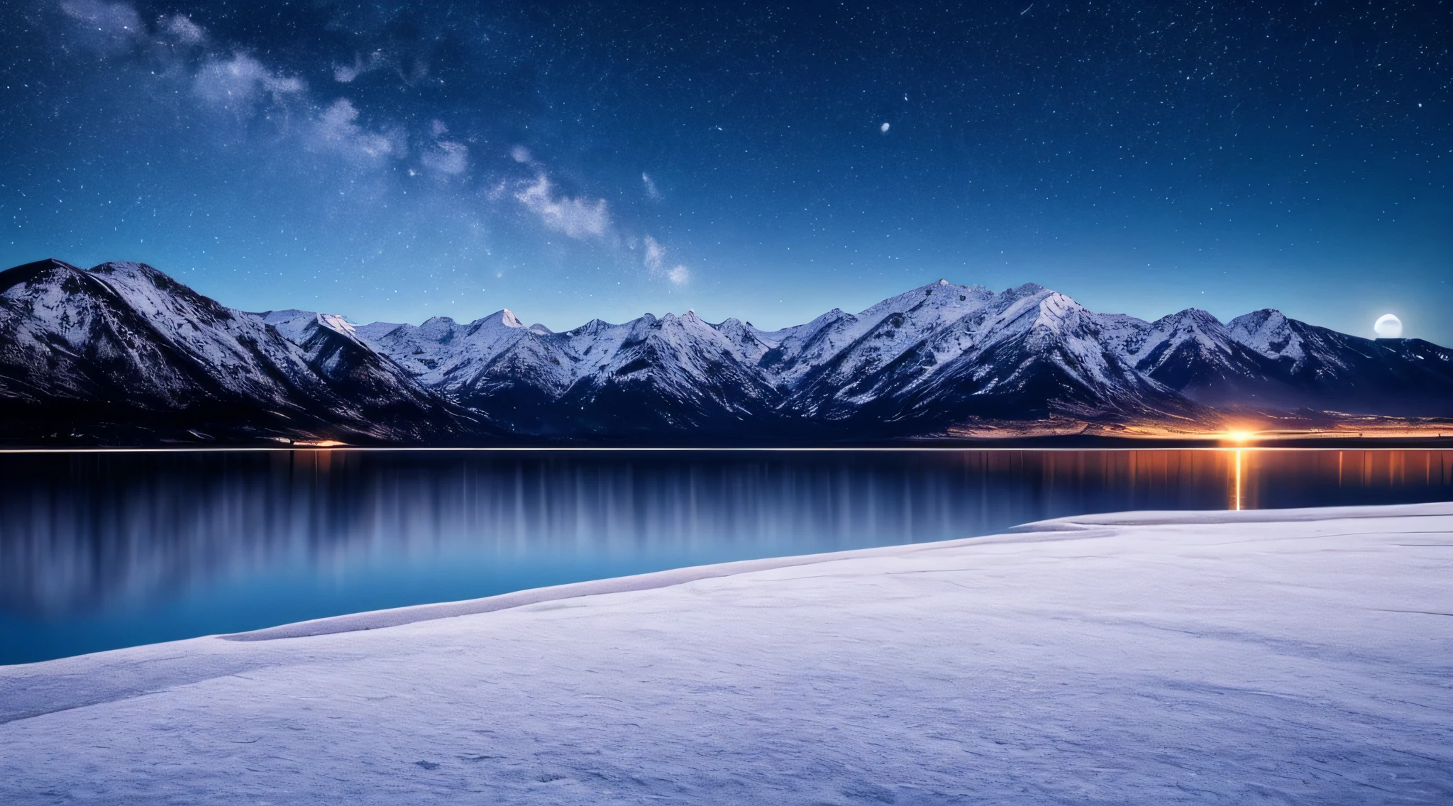 (glowing landscape,moonlight,distant mountains,quiet,dark,high-quality,realistic,clear,high-definition,8K)