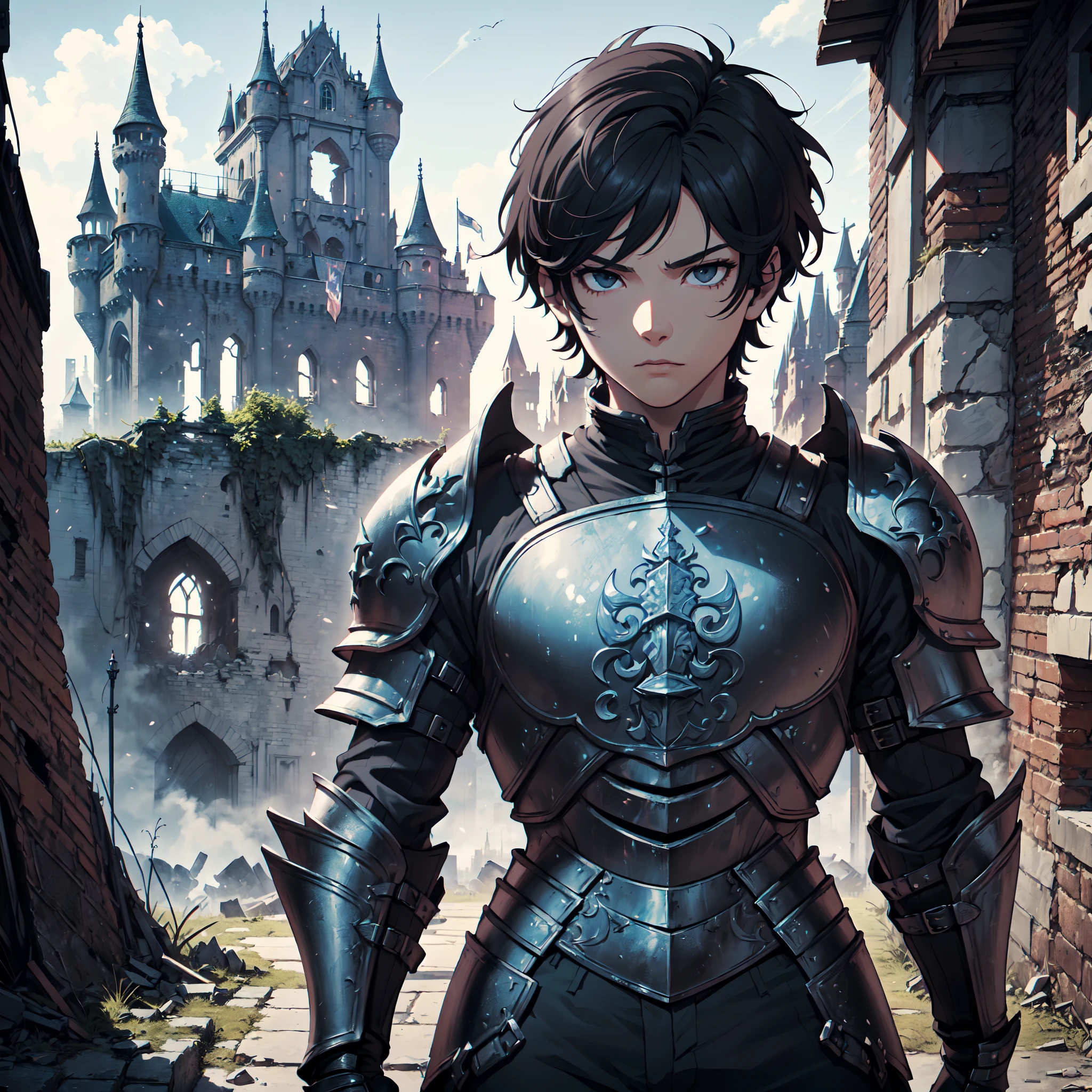 128K Resolution,
Ultra High Definition,
Best Quality,
Hyper Detailed,
Masterpiece,
Anime,
Body Shot,
1 Boy,
Handsome,
(((Hyper Detailed Black Short Hair))),
Hyper Detailed Black Eyes,
(((Hyper Detailed Armor Plates))),
(((Hyper Detailed Undershirt))),
(((Hyper Detailed Baron Armor))),
(((Castle Ruins Background Scenery))),