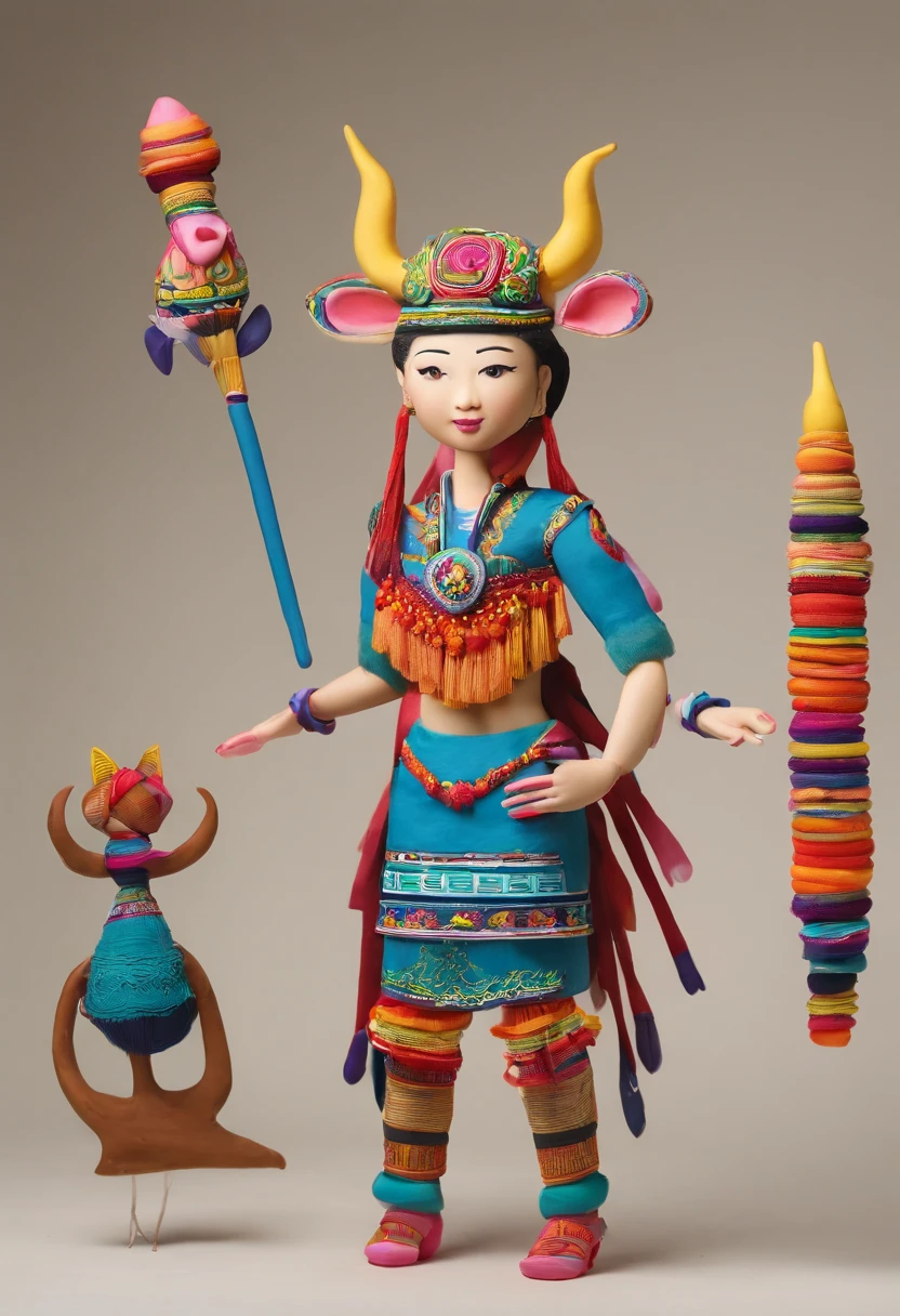 Yi costumes,Hmong accessories,Bucks,cow horn,Short,cute big breasts