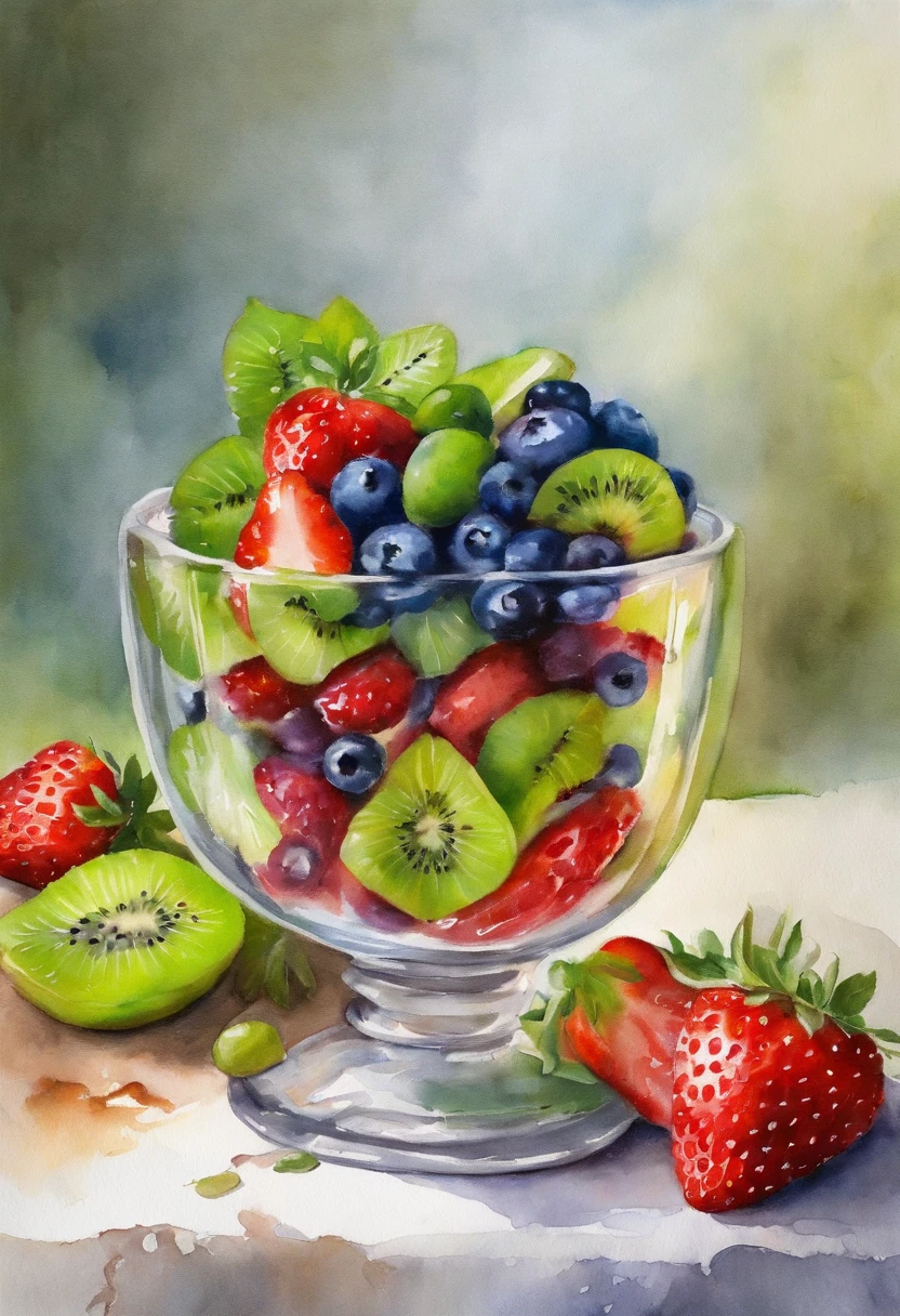 (Masterpiece: 1.2), (Best quality: 1.2), Glass sealed jar, kiwi, Strawberries, Blueberries Fruits, lewd juice, pudding, top of the jar full cream, Magic potions, Colorful,, White background,, Masterpiece, Super detail, (Best quality, high resolution), Ultra HD, 32K, CGSTATION pop, Masterpiece, Best quality