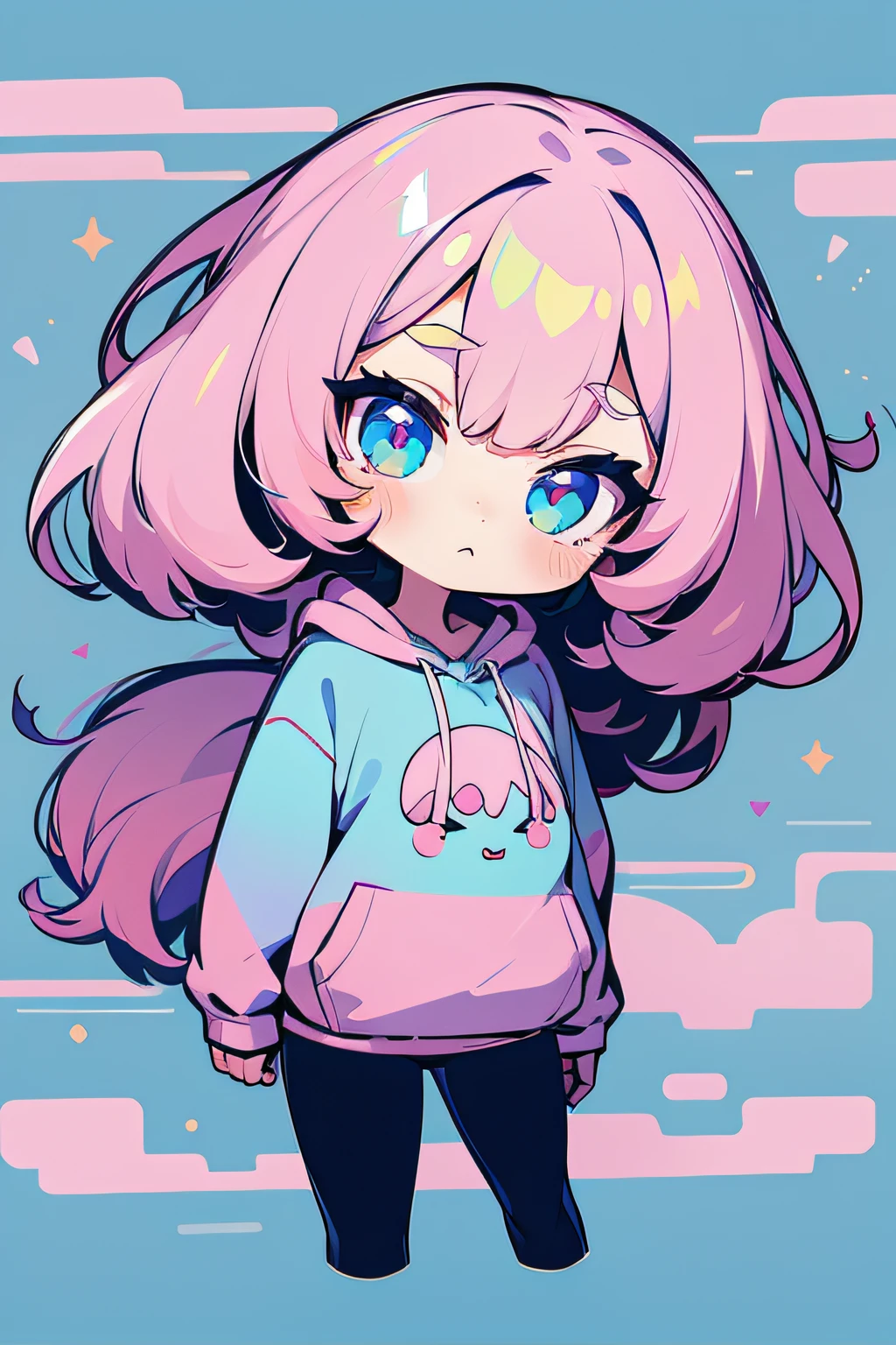 Аниме Chibi Girl,pastel colours, vector style, Y2K hoodie