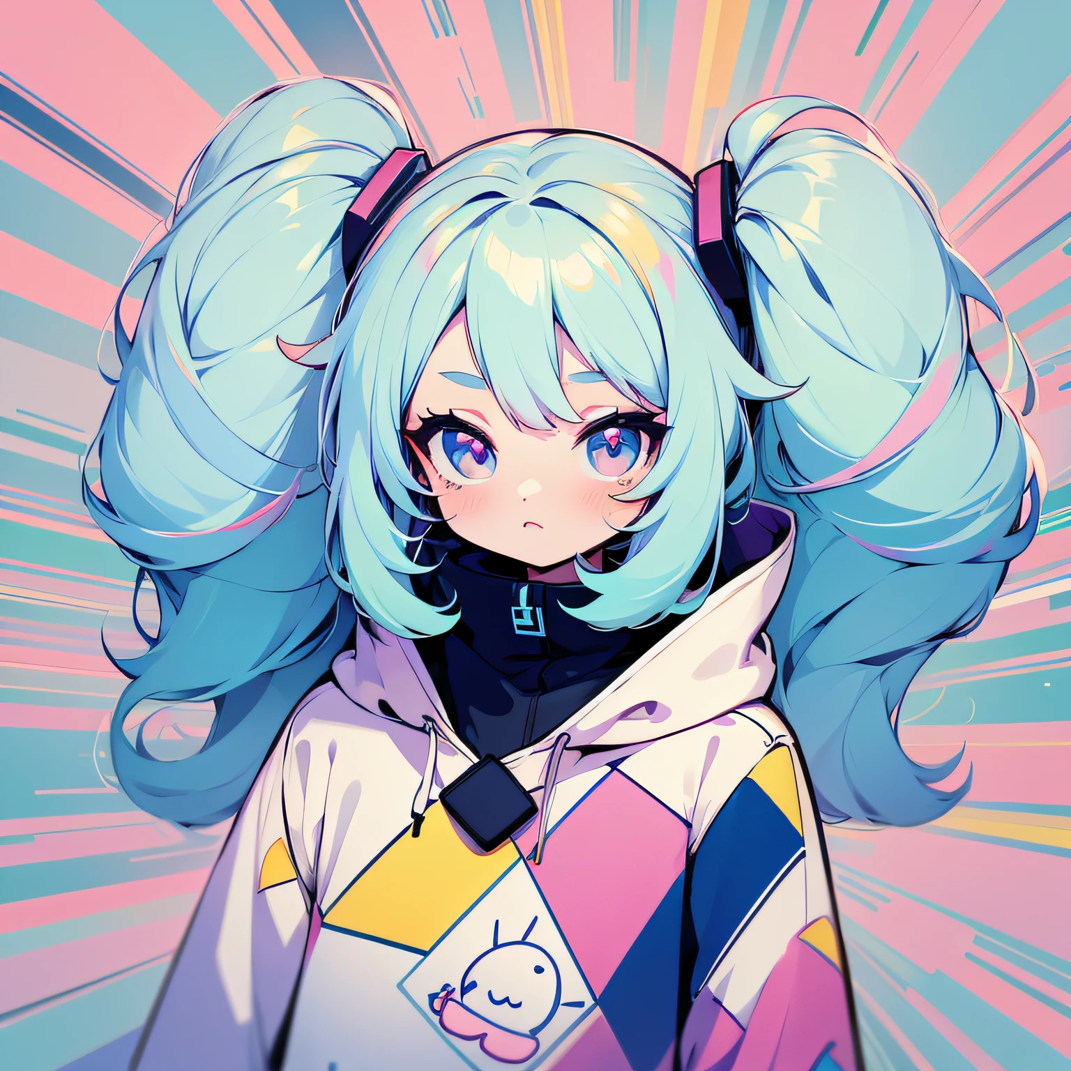 Аниме Chibi Girl,pastel colours, vector style, Y2K hoodie
