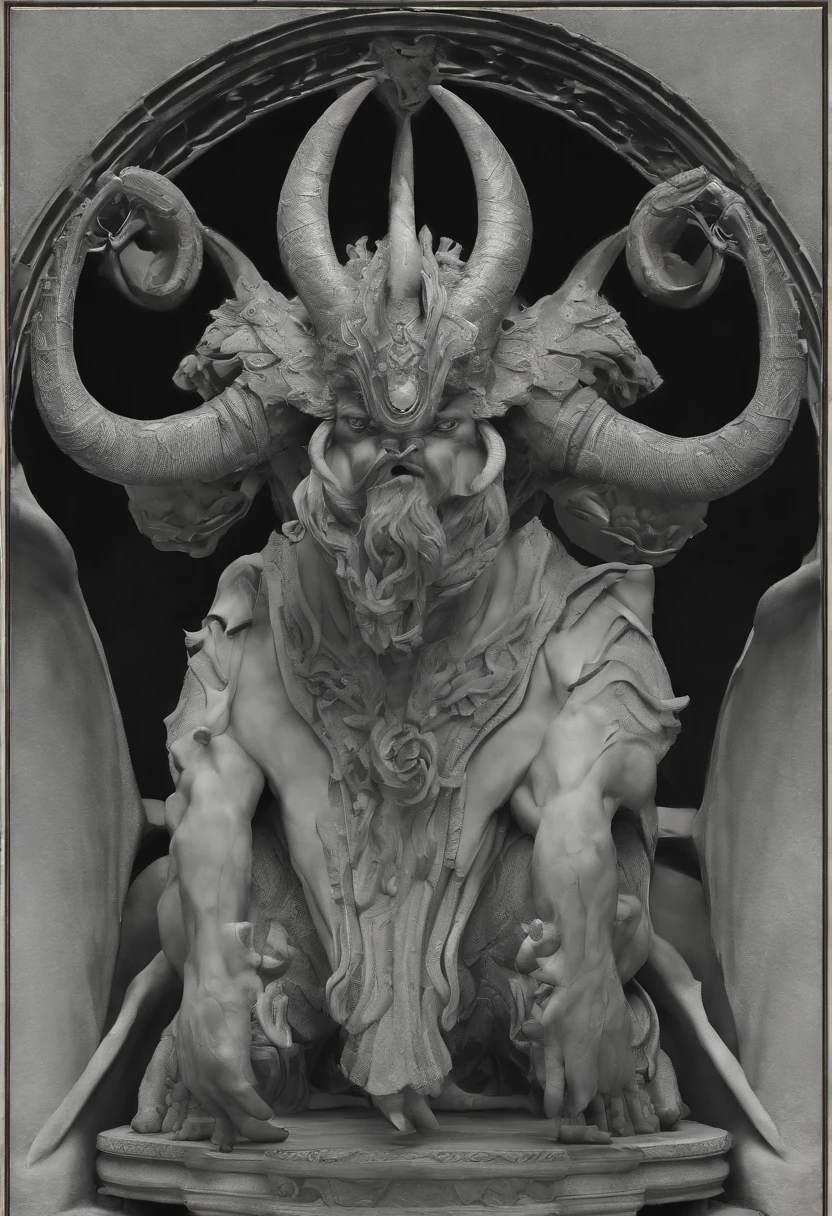 some pictures of a giant blue deity with large horns on his face, in the style of unreal engine 5, dark white, shwedoff, furry art, close-up intensity, mystic mechanisms, dark white and dark gray --ar 5:9 --s 750 --v 5.2