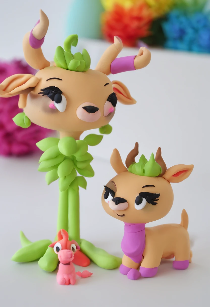 Yi costumes，Deer with long horns，Short，cute big breasts，sprout