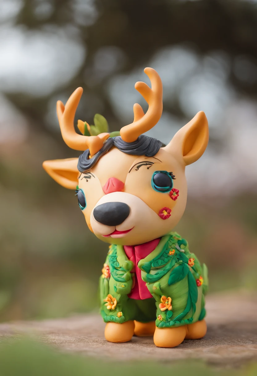 Yi or Miao costumes,deers,Anthropomorphic,com mascot,Short,cute big breasts,sprout