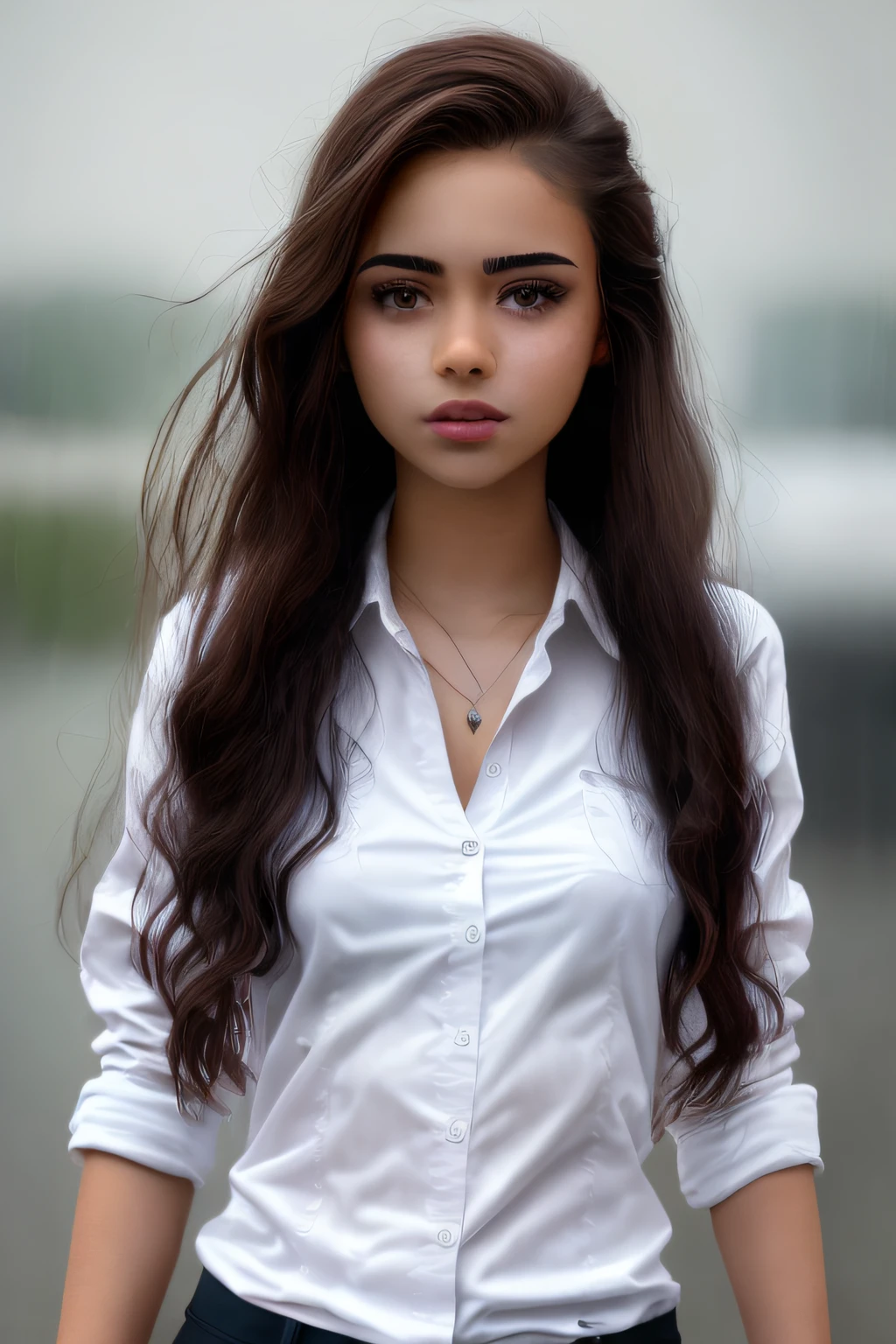 Latin girl. Brown hair. Dark Eyes. . Younlt. Pretty