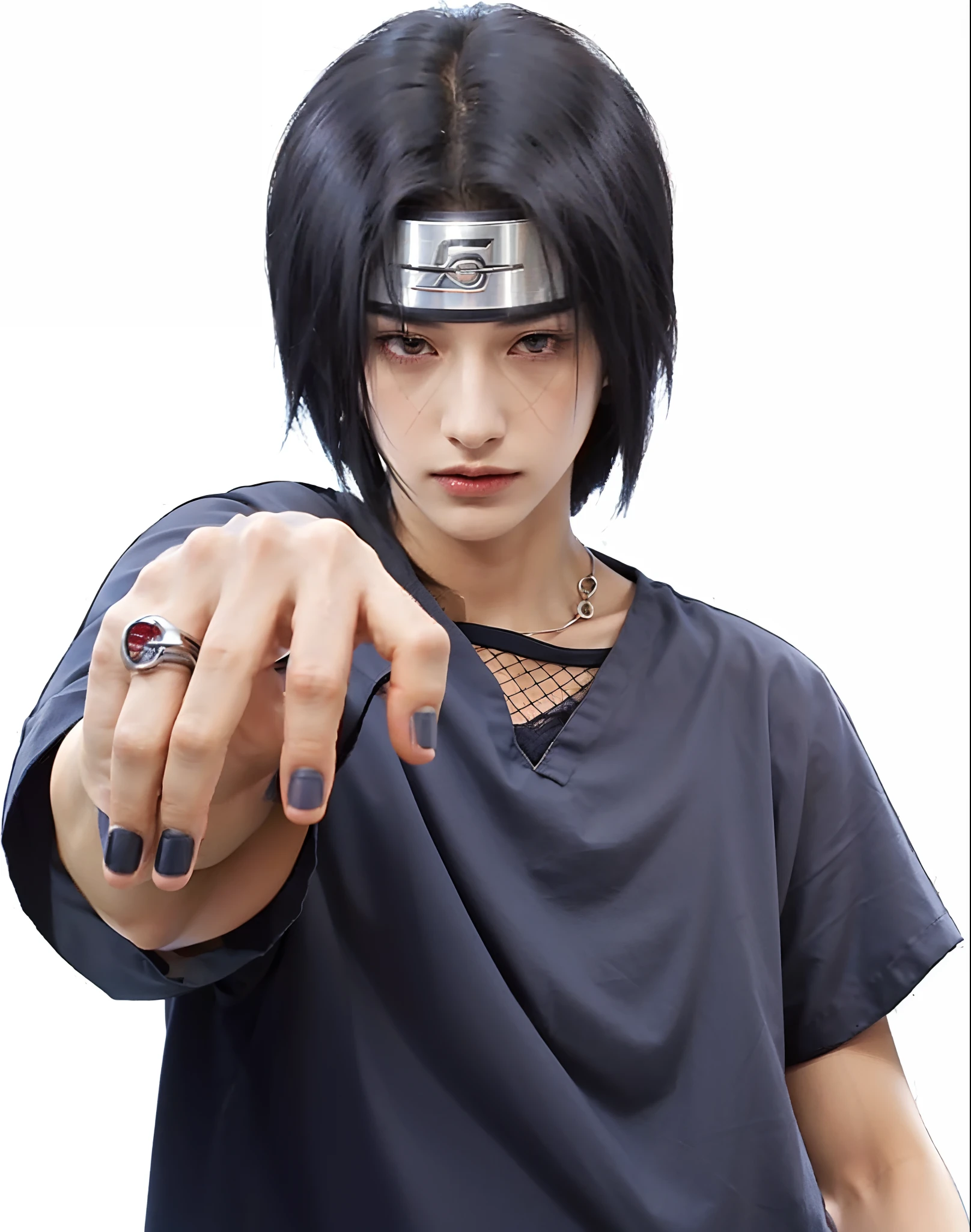 1male, uchiha itachi in anime naruto shippuden, long hair , black hair, red eyes, handsome, black clothes, realistic clothes, detail clothes, city background, ultra detail, realistic