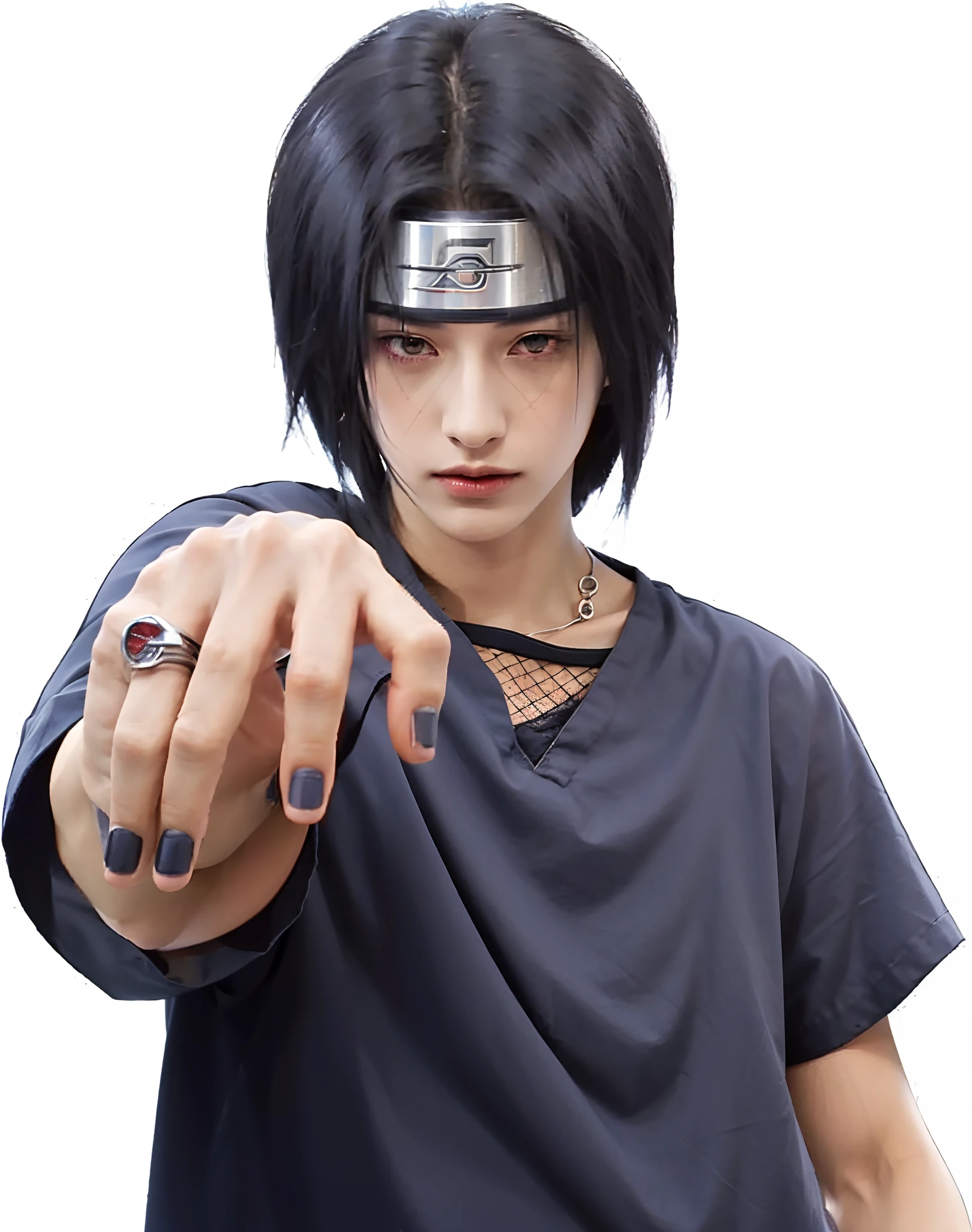 1male, uchiha itachi in anime naruto shippuden, long hair , black hair, red eyes, handsome, black clothes, realistic clothes, detail clothes, city background, ultra detail, realistic