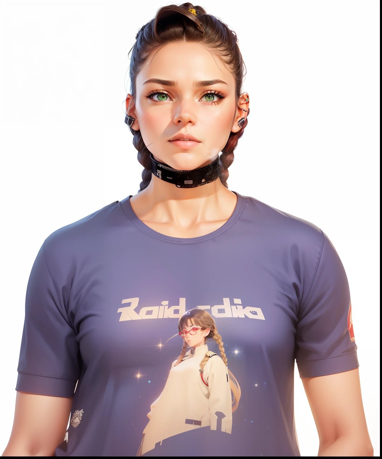 Movie Poster,((Braid Hairstyle : 1.5)),Anime Reference 86 ,Science Fiction,Sci-Fi,Movies,War Action Movies,Space,Atmosphere,Sky,Battleship,Multiple Characters,Women,Adults,Green Eyes,Black Hair,(Pia bangs hairstyle) : 1.8 ),(Red Glasses),General Uniform,White Commander Uniform,Realistic Face Details,Realism,3D Face,