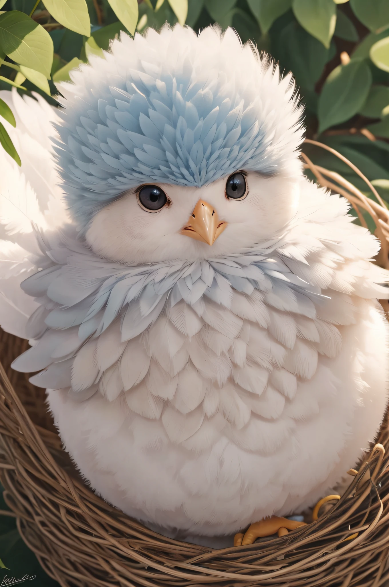 ultra-detailed, fluffy feathers, soft lighting, pastel colors, cute expressions, newborn chicks, nest.