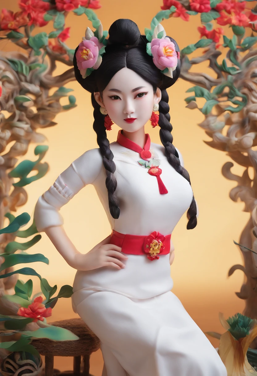 Yi or Miao costumes,Bucks,The white,cute big breasts