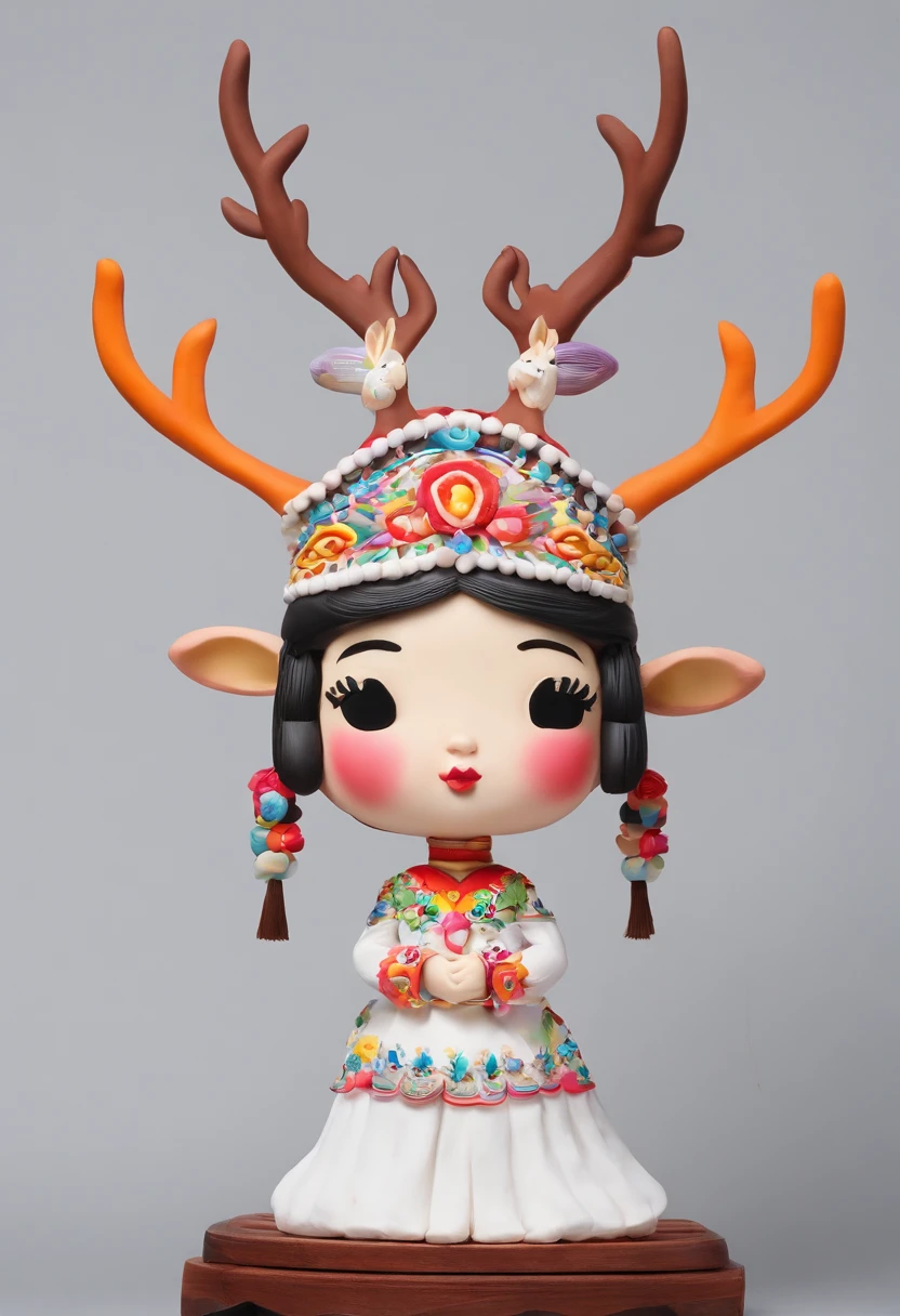 Yi or Miao costumes,male,deers,The white,cute big breasts
