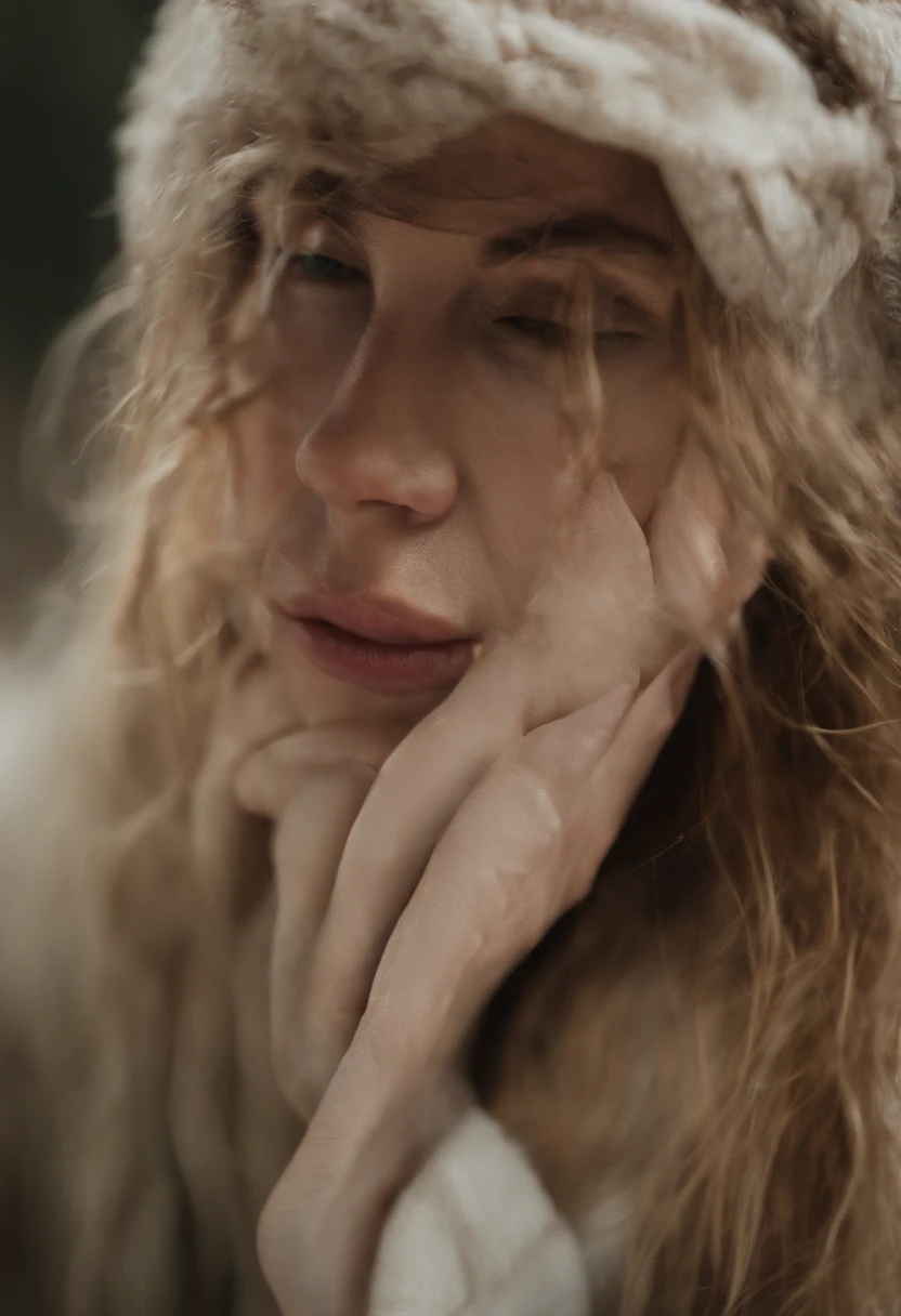 macro close up , WLOP style, cinematic  girl ((textured skin)), ((short blonde facial hair)), ((chapped lips)),  ,catch lights in eyes, , rosacea ,serial killer  ,  facing camera  ,dynamic pose, focused on eyes,  light ,soft lighting, portrait, hyper detailed, intricate, extremely beautiful, cinematic lighting, photo realistic