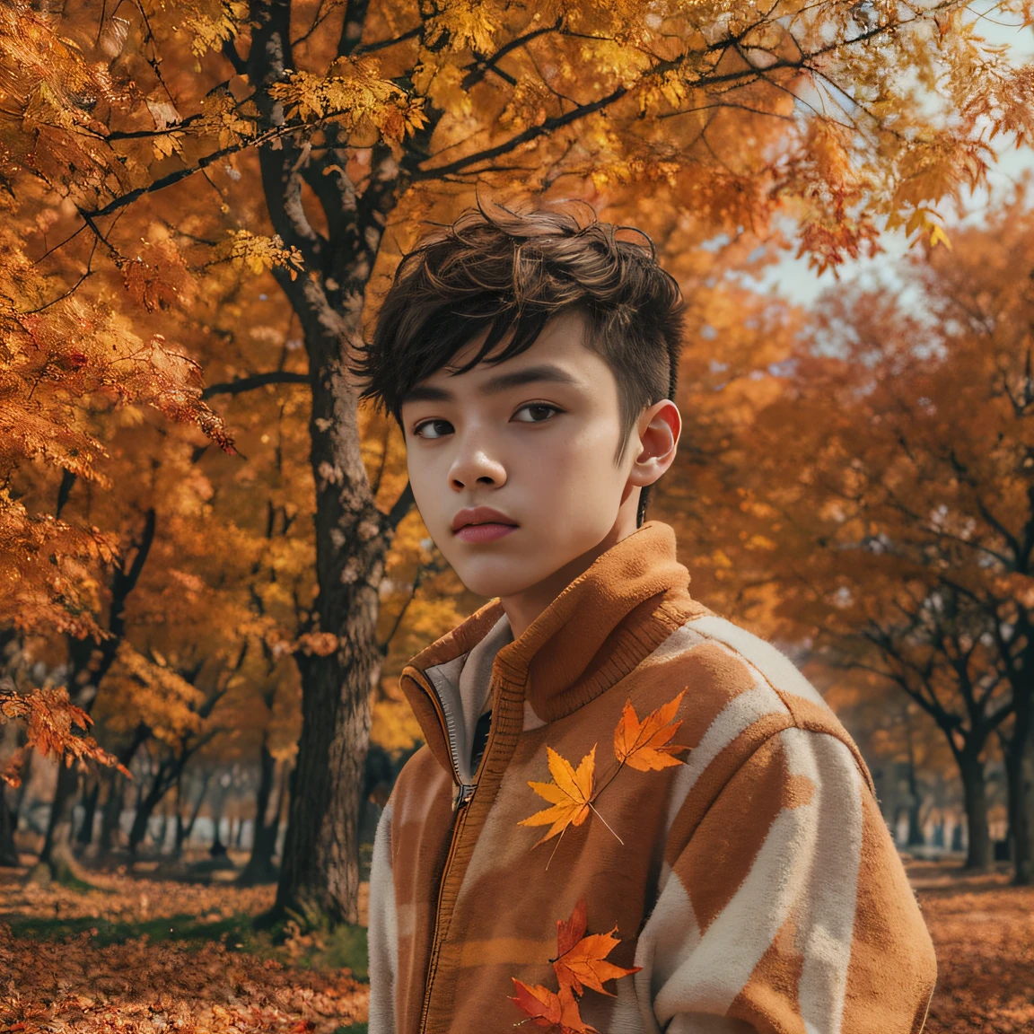 1boys,athlete,detailedbackground,32K autumn view(tmasterpiece,k hd,hyper HD,32K)
