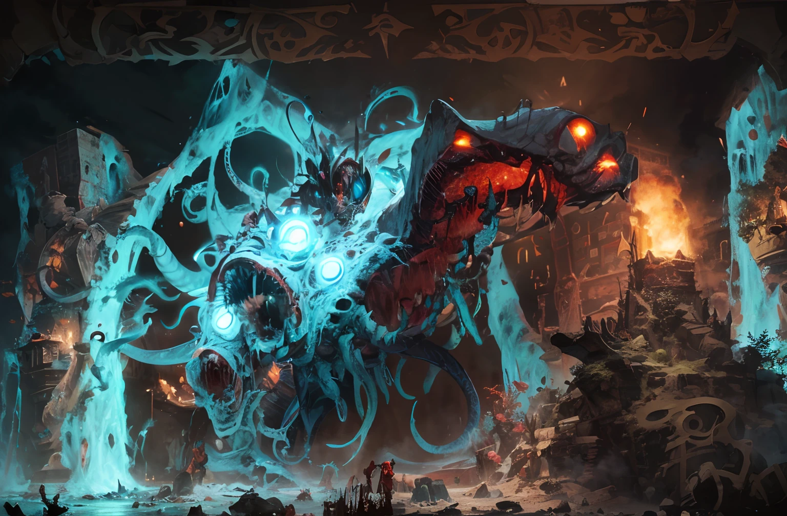 The best picture quality, Masterpiece, Super High Resolution, BREAK Imagine the incomprehensible horror, the outer god of myths, Cthulhu, which defies description and comprehension. Its shape is a wriggling mass of tentacles and antennae, constantly shifting and undulating in a grotesque dance. BREAK His many eyes are cold and insensitive;, as if looking at the world from someone else's point of view. The creature rises above everything in its path, Eclipsing mountains and cities, as he walks through space. BREAK His skin is smooth and slimy, with strange runes, engraved on the surface, which pulsate with Eldritch's energy. The very air around the outer god shimmers with power, is distorted by its mere presence. BREAK It makes a sound, which doesn't quite look like a roar, Not exactly a scream, but something more sinister and disturbing. It's a creature, that is beyond mortal comprehension, A creature from the void, which defies all attempts at rationalization or understanding. The image of this outer god is a testament to the dark and terrifying depths of the human imagination.