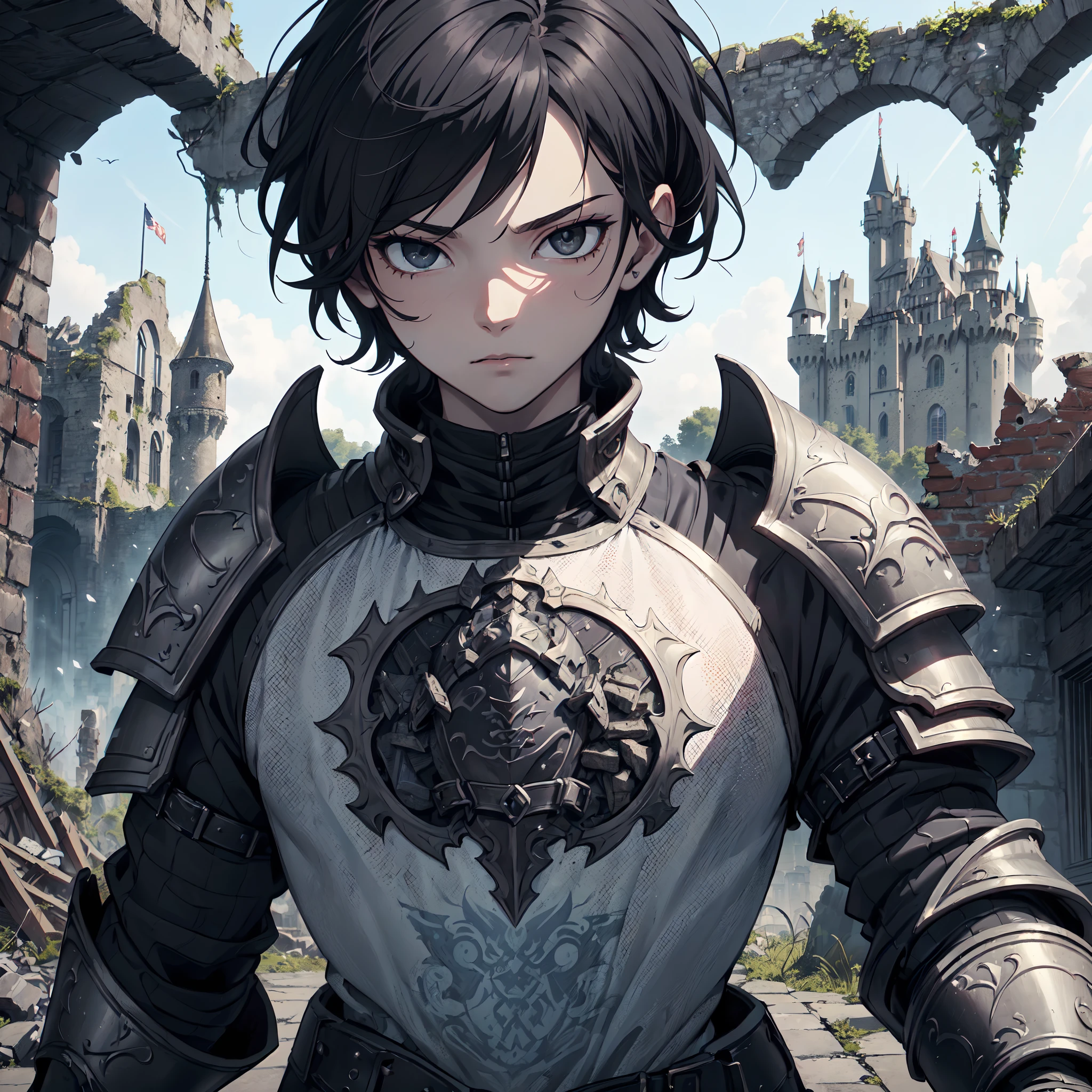 128K Resolution,
Ultra High Definition,
Best Quality,
Hyper Detailed,
Masterpiece,
Anime,
Body Shot,
1 Boy,
Handsome,
(((Hyper Detailed Black Short Hair))),
Hyper Detailed Black Eyes,
(((Hyper Detailed Armor Plates))),
(((Hyper Detailed Undershirt))),
(((Hyper Detailed Baron Armor))),
(((Castle Ruins Background Scenery))),