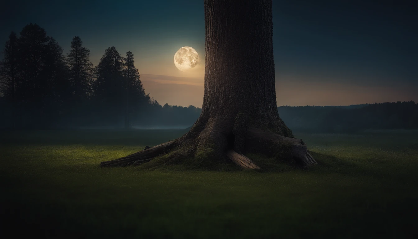 grassland, stump, Forest1:7, nighttime, moon, Sky2:3