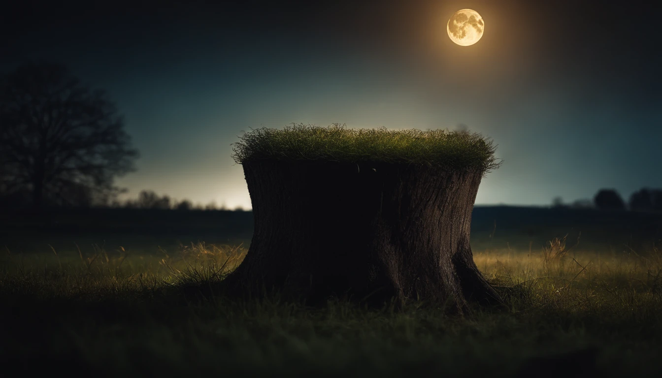 grassland, stump, Forest1:7, nighttime, moon, Sky2:3