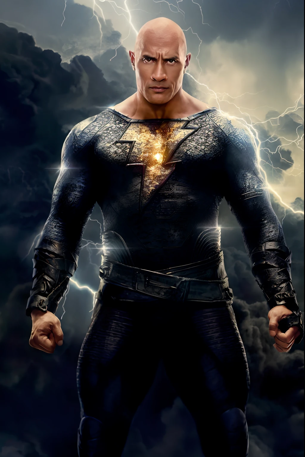 arafed image of a man in a lightning suit standing in front of a storm, textless, black lightning, hq 4k phone wallpaper, movie poster character, dwayne johnson as superman, superhero body, human torch, crackling black lightning, hd phone wallpaper, superhero portrait, the strongest superhero, phone wallpaper, dwayne johnson as spiderbatman, mobile wallpaper black adam