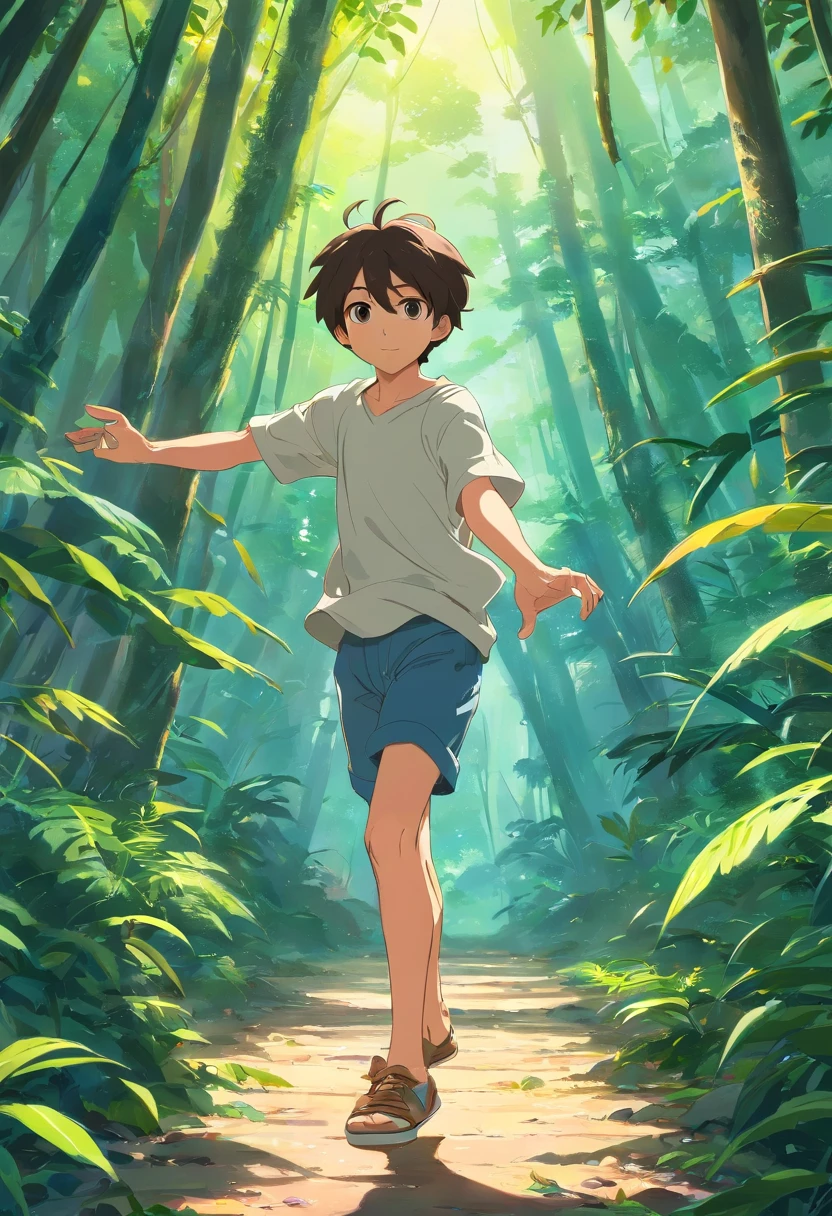 A boy practice dance secretly in Jungle