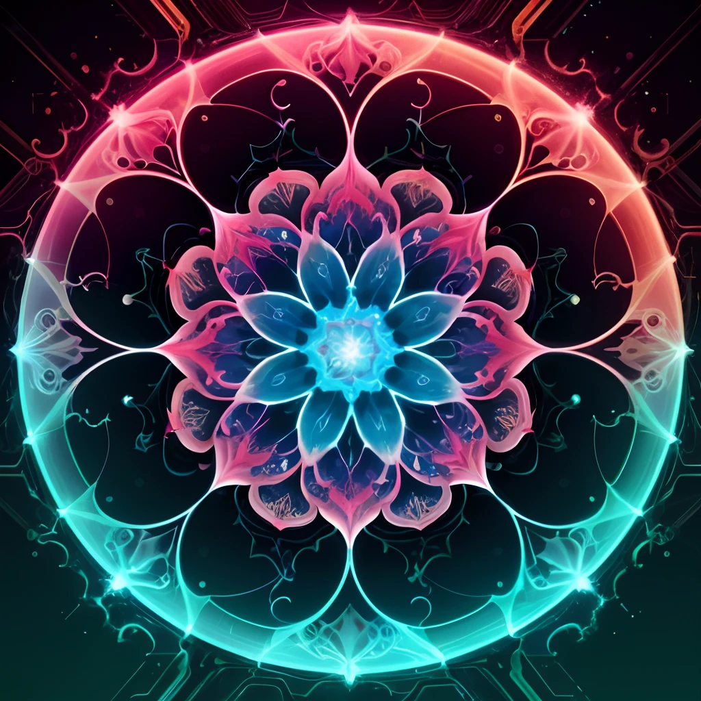 a computer generated image of a large flower, a hologram, behance, generative art, fractalism, quantum wavetracing, luminescence