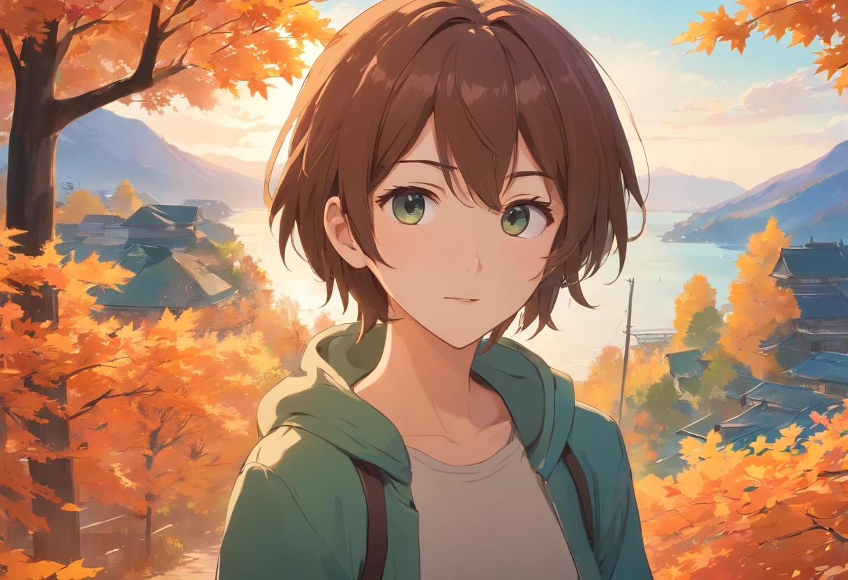 {{{{{1boy}}}}}, {{{{{masterpiece}}}}}, man, slender, {best quality}, {highres}, {{beautiful detailed face}}, {{beautiful detailed eyes}}, P//tapestry, autumn scenery