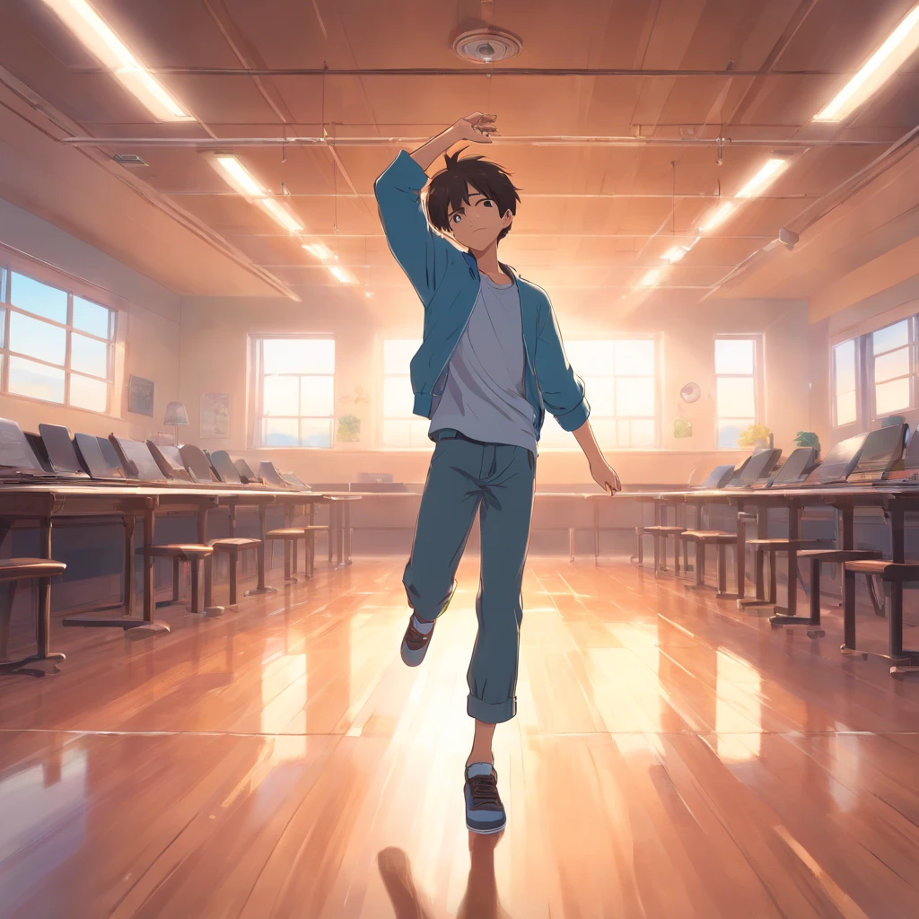 A boy dance practice in lonely