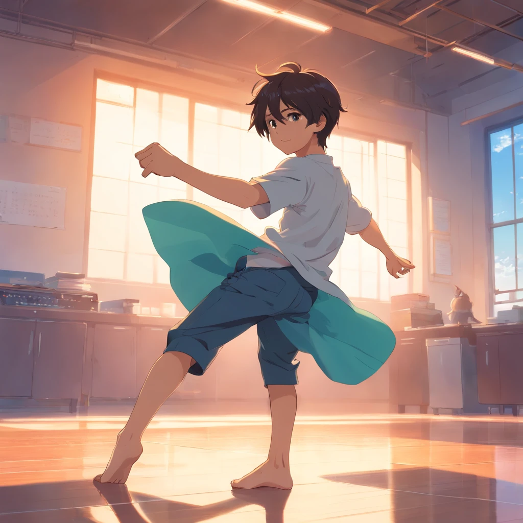 A boy dance practice in lonely