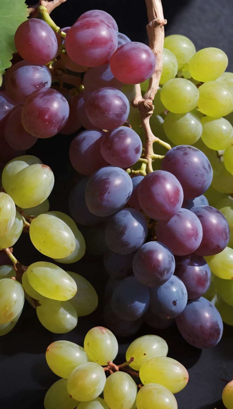 Colorful grapes，cinematic ligh，professional photoshooting，studio lit，studio context，advertisement photography，Complicated details，hyper-detailing，Ultra photo realsisim，8K UHD