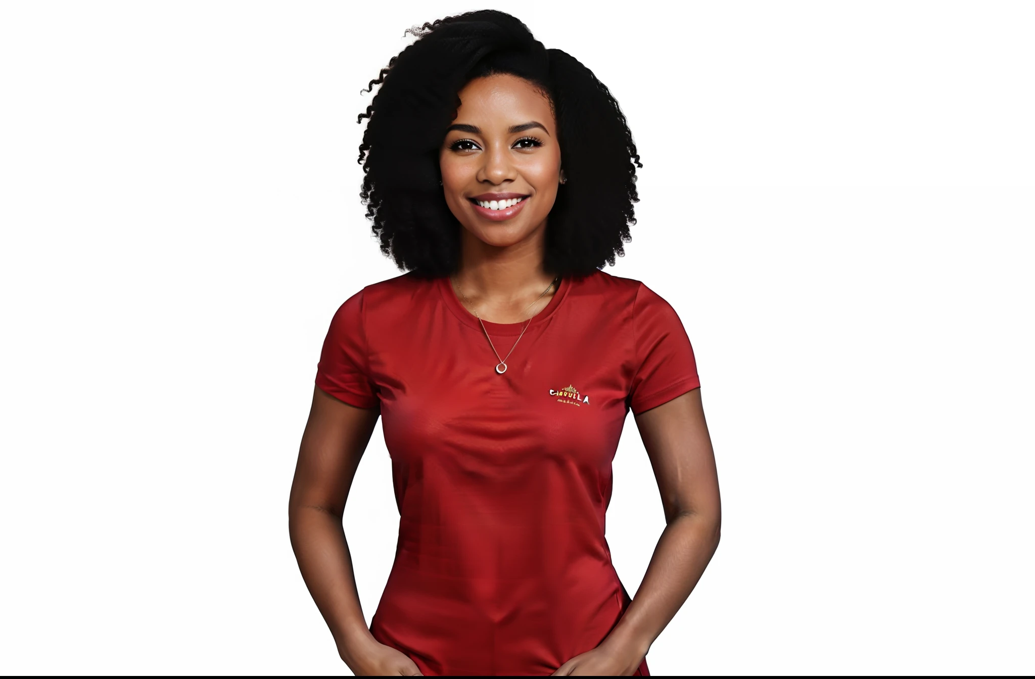 Red shirt woman standing with her hands on her hips, Mulher jovem afro-americana, jovem mulher negra, camiseta vermelha, camisa vermelha, foto da mulher jovem, mulher jovem negra, foto de uma mulher negra, mulher afro-americana, Afro vermelho, young woman, Foto de uma mulher, cabelo comprido e camisa vermelha, Mulher jovem sorridente