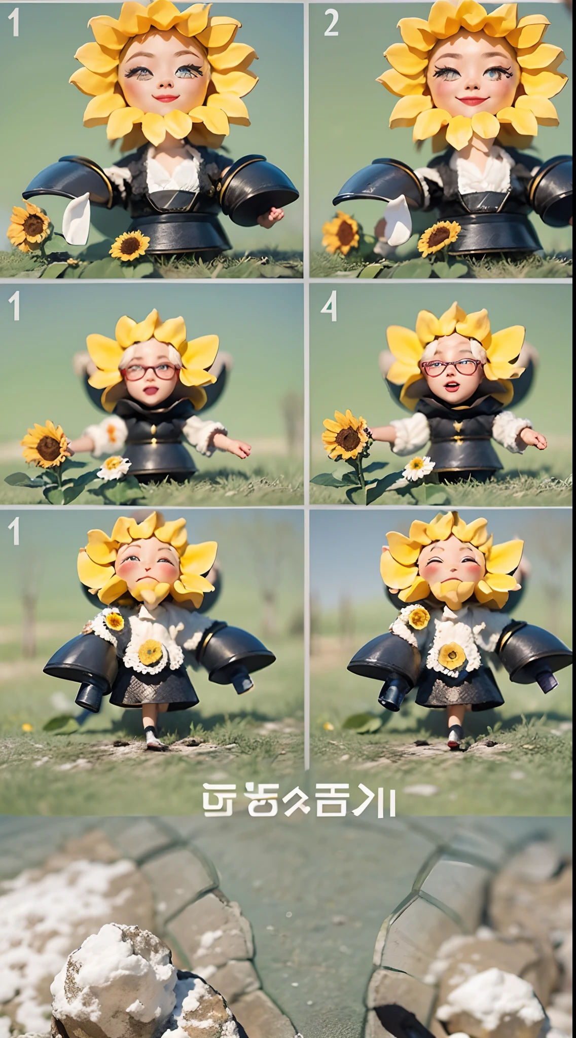 In a very grand scene,The extra-large wide-angle lens captures the appearance of a female centaur。She is a Sunflower Worship nun,Always opposed(Healing emoji smiley face of knitted sunflower puppet😊:99.99)DOA。She is tall,It has the ultimate curvy beauty,The muscles are slender and firm,Beautiful lines。She has(Super huge sky blue eyes:99.99)、always(Wearing sexy glasses:6.66)、(She wears solemn nun attire:9.9)、Stepping on a boot-style skyscraper-heel、A pink cross hangs on his chest。Use Midjourney's advanced tools,Designed for female centaurs(A knitted sunflower puppet and create a super healing cartoon smiley face in the center of the flower tray as a decoration:9.9),and noble and solemn nun costumes,and highlight her unique physiological characteristics and appearance details,Add realism。And in the context of her prayers and listening to confessions,Spectacular views of nature,Such as the sky where storms and sunny days alternate、Brilliant rivers of stars and auroras、The snow-capped summit of Mount Everest、Fireworks in the mountain town, etc。ao mesmo tempo,Away from the hustle and bustle next to the chapel,Create a fantastic scene。Use Midjourney's advanced tools and multiple color palettes、Brush Strokes、Texture tools and model packages,It shows a sense of atmosphere where beauty and charm coexist。The charm of the female centaur is highlighted through color and lines,Enhance realism with detailing,Create a surreal dreamy feeling。Additionally,Use Midjourney's tools to add various exorcism props and books to the female centaur、pergaminhos,Create intricate hairstyles and outfits,Give her a sense of premium。She never flinches,No matter what monster you encounter,can respond quickly,Even the most extreme armies of natural disasters and monsters could not stop her and her front(Sunflower with Tyndall effect that emits sunlight9.99)。Use Midjourney's powerful tools,You can do it with incredible detail and beauty,Bring this ultra-grand and beautiful scene to life。Ultra-grand sc