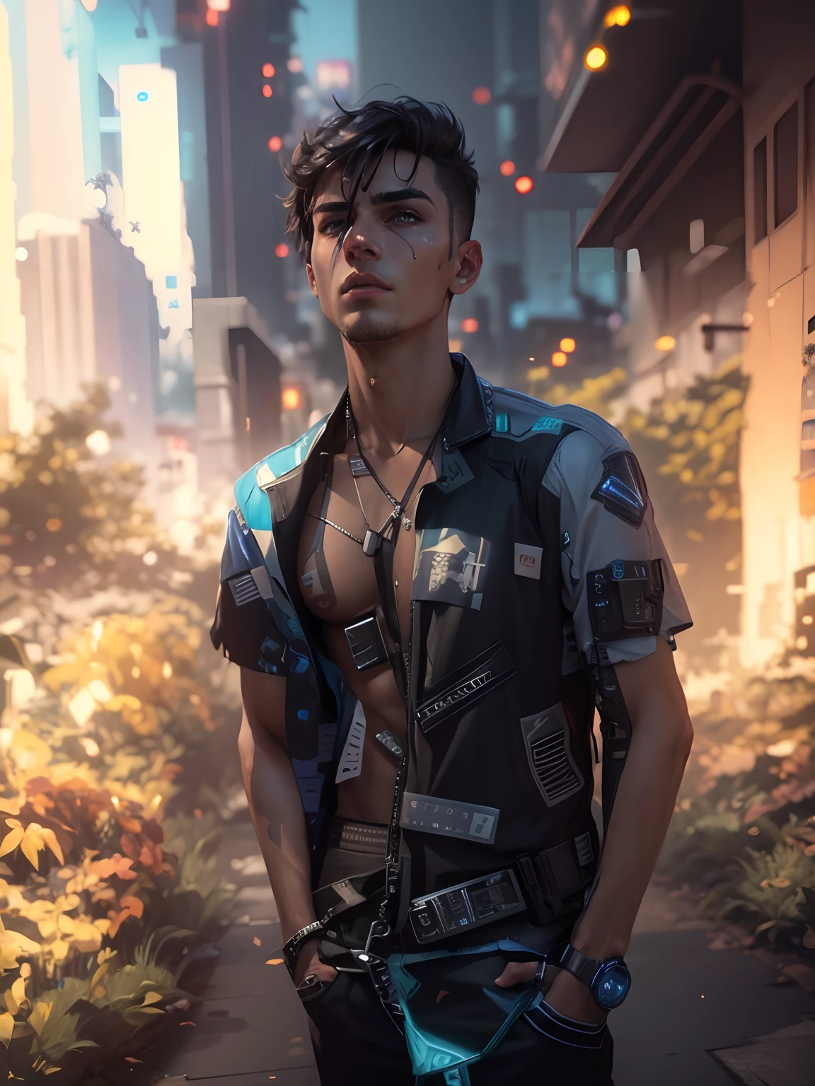 Change background cyberpunk handsome boy realistic face, 8k, ultra realistic