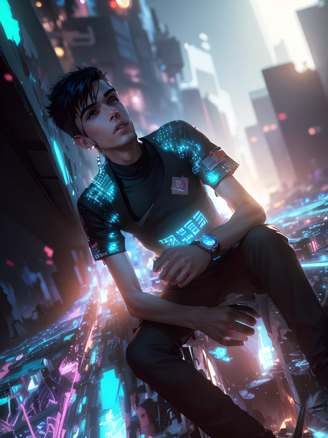 Change background cyberpunk handsome baby boy, realistic face, 4k, ultra realistic