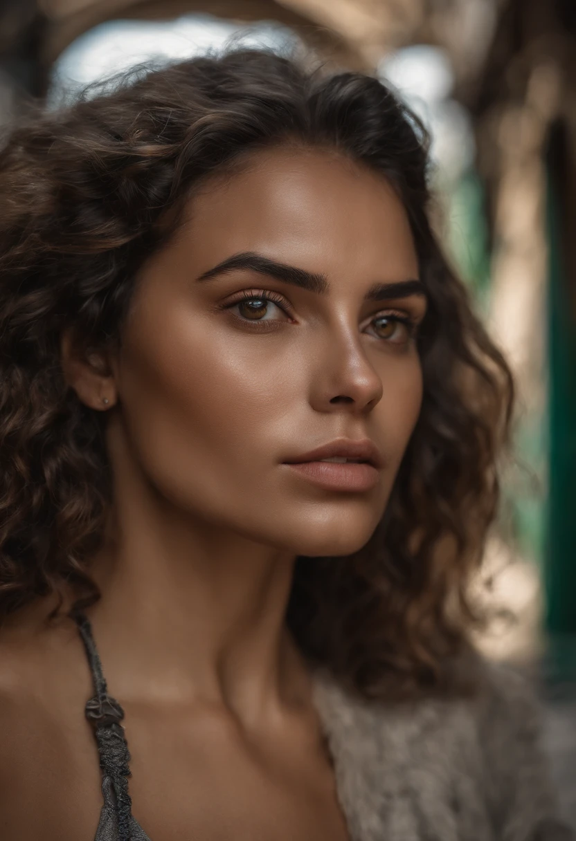 uma menina bonita com longos cabelos pretos cacheados usando uma minissaia, detalhes perfeitos, high resolution, 8k, RAW, partes do corpo perfeita, Olhos sedutores detalhados pernas longas e sexy, camiseta vermelha decote peitos grandes em uma favela ((detailed facial features)), (pele finamente detalhada), pale skin, textura de pele realista, detalhes extremos da pele, (Poros:0.1), ao fundo bela cidade cyberpunk futurista, Melhor qualidade de obra-prima, fotorrealista, hiper-realista, circunstanciado, 8k, HDR, (Cor suave: 1.2), profundidade de campo rasa, luz ampla, alto contraste, Backlighting, florescer, brilhos leves, chromatic aberration, foco nítido, Foto colorida RAW, sem desfoque de fundo, sexy, sexo, provocante, sensual, determinada, envolvente