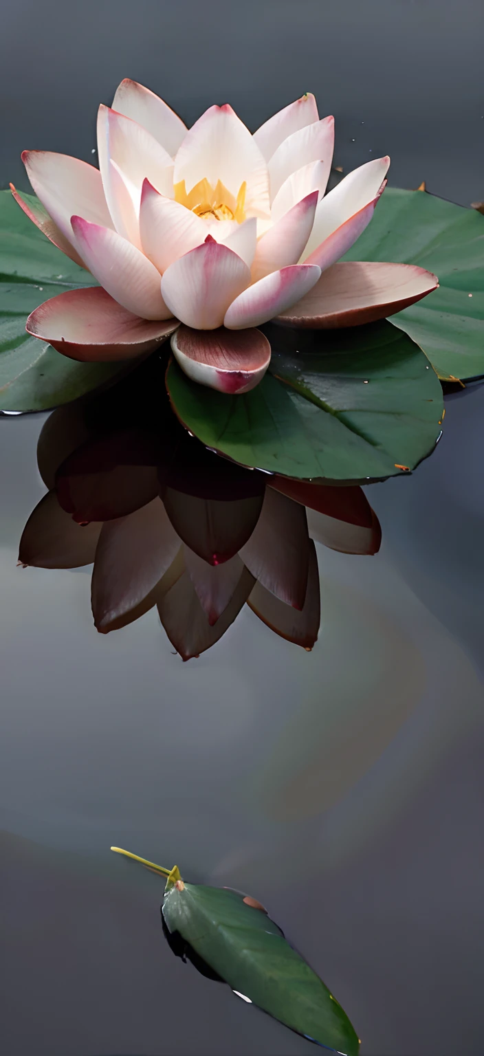 Lotus leaf ，Pink lotus，Realiy，Reflection in the water，