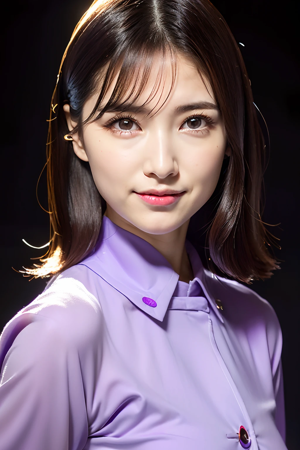 1girl,beautiful vintage color, instagram (photorealistic, high resolution:1.4), ((puffy eyes)), looking at viewer, , full body (8k, RAW photo, best quality, masterpiece:1.2), (realistic, photo-realistic:1.37),(sharp focus:1.2), professional lighting, photon mapping, radiosity, physically-based rendering, (pale skin:1.2),(small breasts:1.2), looking at viewer, (middle hair:1.5), portrait, purple eyes, (sliver hair:1.1),bangs, (simple background:1.4), solo, upper body, realistic,(masterpiece:1.4),(best quality:1.4),(shiny skin),fashi-girl,makeup,smile(skinny,closed mouth,shy :1.3) ,(standing,black Stewardess uniform,Necromancer:1.1),medium bust,sexy pose ,