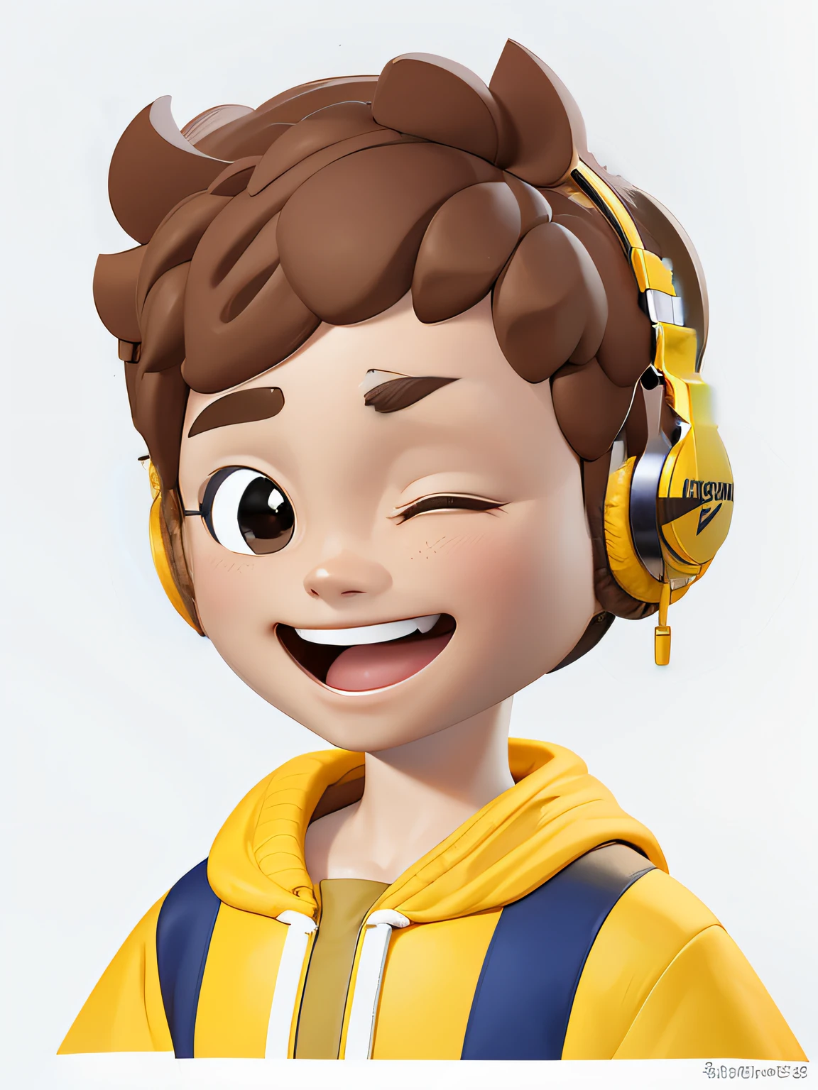 Add a headset，Yellow headphones