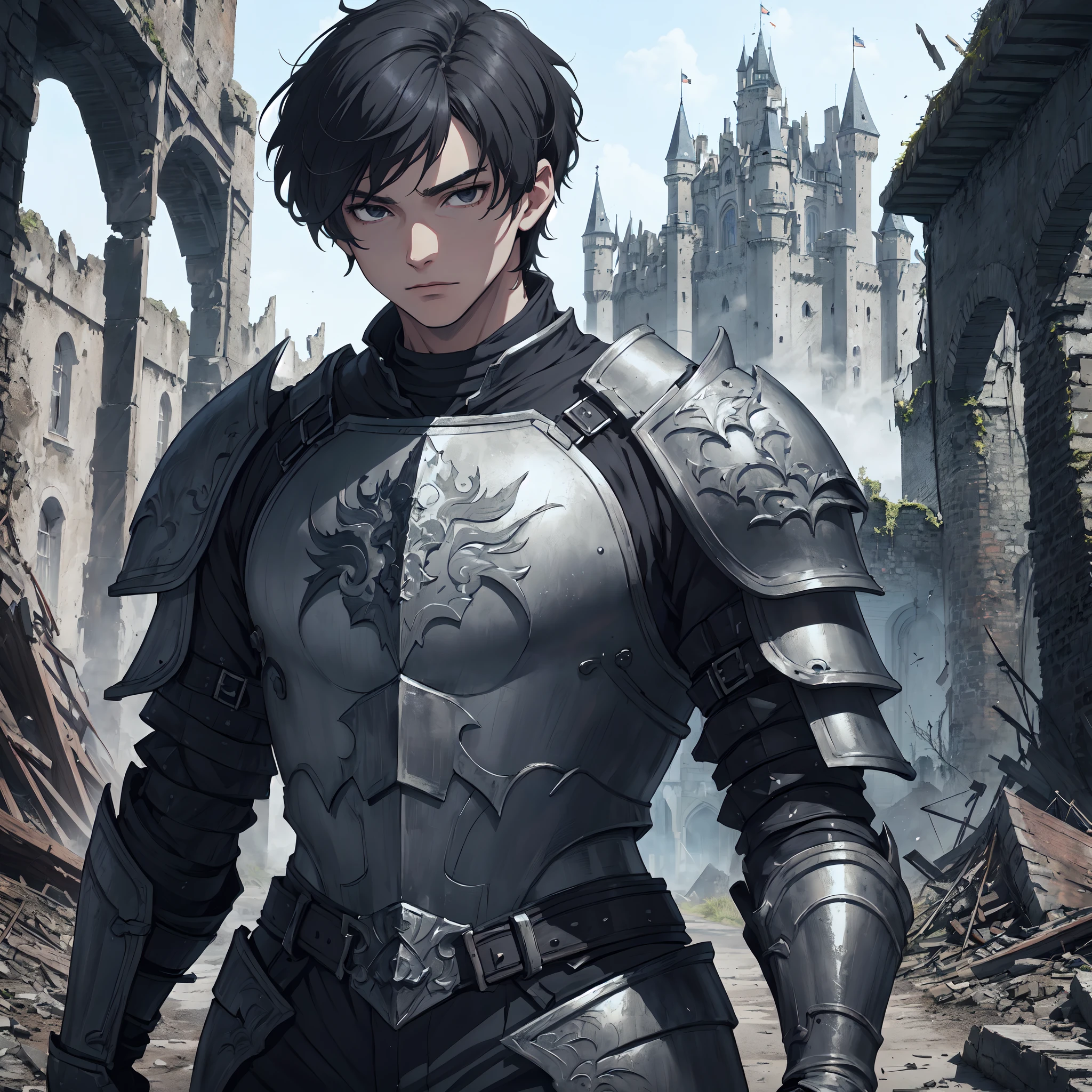 128K Resolution,
Ultra High Definition,
Best Quality,
Hyper Detailed,
Masterpiece,
Anime,
Body Shot,
1 Boy,
Handsome,
(((Hyper Detailed Black Short Hair))),
Hyper Detailed Black Eyes,
(((Hyper Detailed Armor Plates))),
(((Hyper Detailed Undershirt))),
(((Hyper Detailed Baron Armor))),
(((Castle Ruins Background Scenery))),