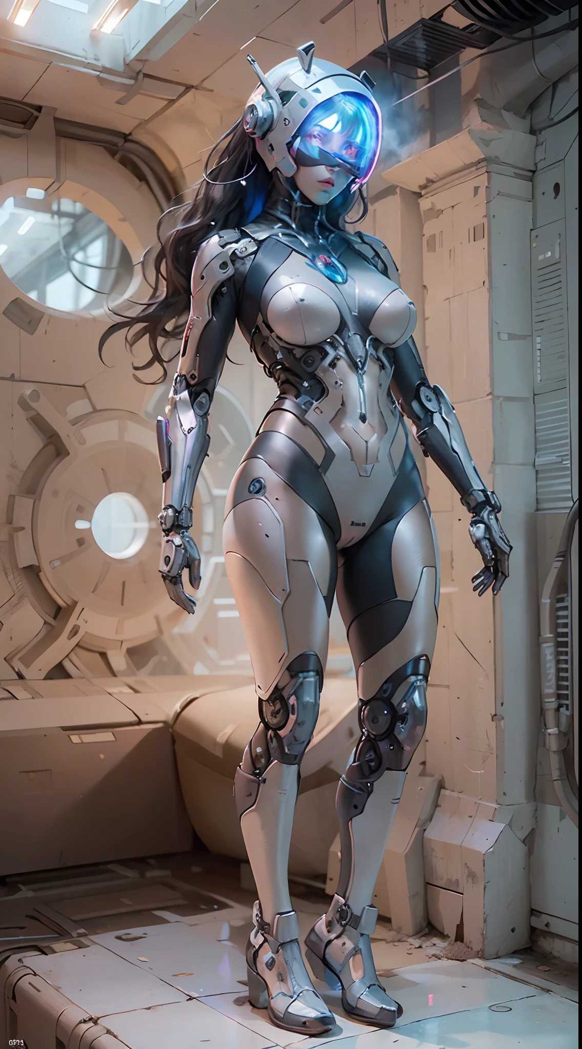((of the highest quality)), ((obra maestra)), (detalle:1.4), (((Translucent with mechanical parts and transparent skin++Aurora Material++、++Material de carbono gris++Beautiful woman in cybernetic suit made of))), Pale brightness with LEDs, ((pecho abierto)), Piel de las caderas y los muslos, Teletipo (High Dymanic Range), Trazado de rayos, NVIDIA RTX, Super resolution, Textured dispersion of the PBR subsurface, Post-procesamiento, Anisotropy Filtering, Profundidad de campos, Sombreado de superficies, Accurate light simulation/Material interaction, proporciones perfectas, two-color illumination, amplia apertura, ISO bajo, balance de blancos, 8k, (((Cameltoe))), NSFW, (((mujer alta))), 25 year old woman, Cyber helmet with dull and bright LEDs, hasta la rodilla, protuberancia, puffy nipple, ((Cyber hood with dull and bright LEDs)), Postura abierta, Disparo de vaquero, Piel de las caderas y los muslos, hermoso cuerpo, Ombligo visible en la piel desnuda, Pecho para sentir la gravedad, (pechos enormes: 1.3), (trasero gigantesco: 1.0), Espacio sencillo y minimalista, Poses sexys naturales, Mirando hacia abajo, flequillo opaco, (((Hermoso cabello iridiscente))), (((Aurora Cabello Interior))),