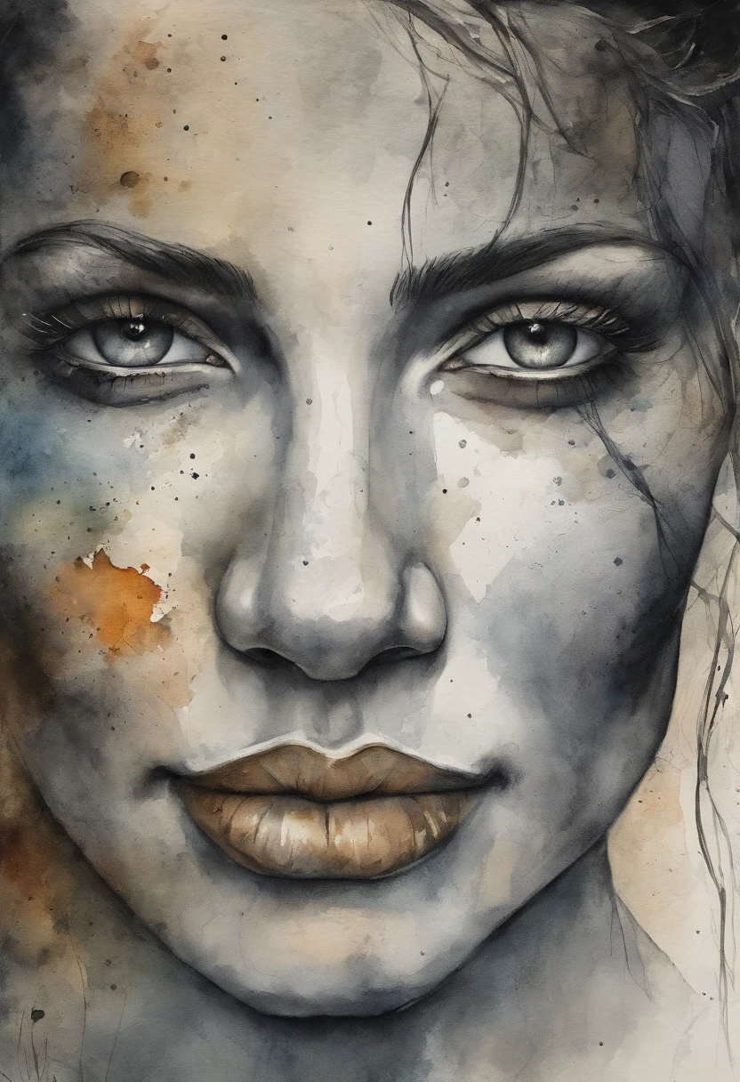 (ultra-detailed, realistic:1.37), expressionless eyes, lonely figure, gloomy atmosphere, black flowing hair, realism, surrealism, decorative art, modern, constructivism, Fuji colors, color palette, lineup, rotational symmetry, ultra-high-definition, retinal, masterpiece, accurate anatomical structure, textured skin, award-winning, best quality, high-quality, super detailed, highly detailed, a high-resolution