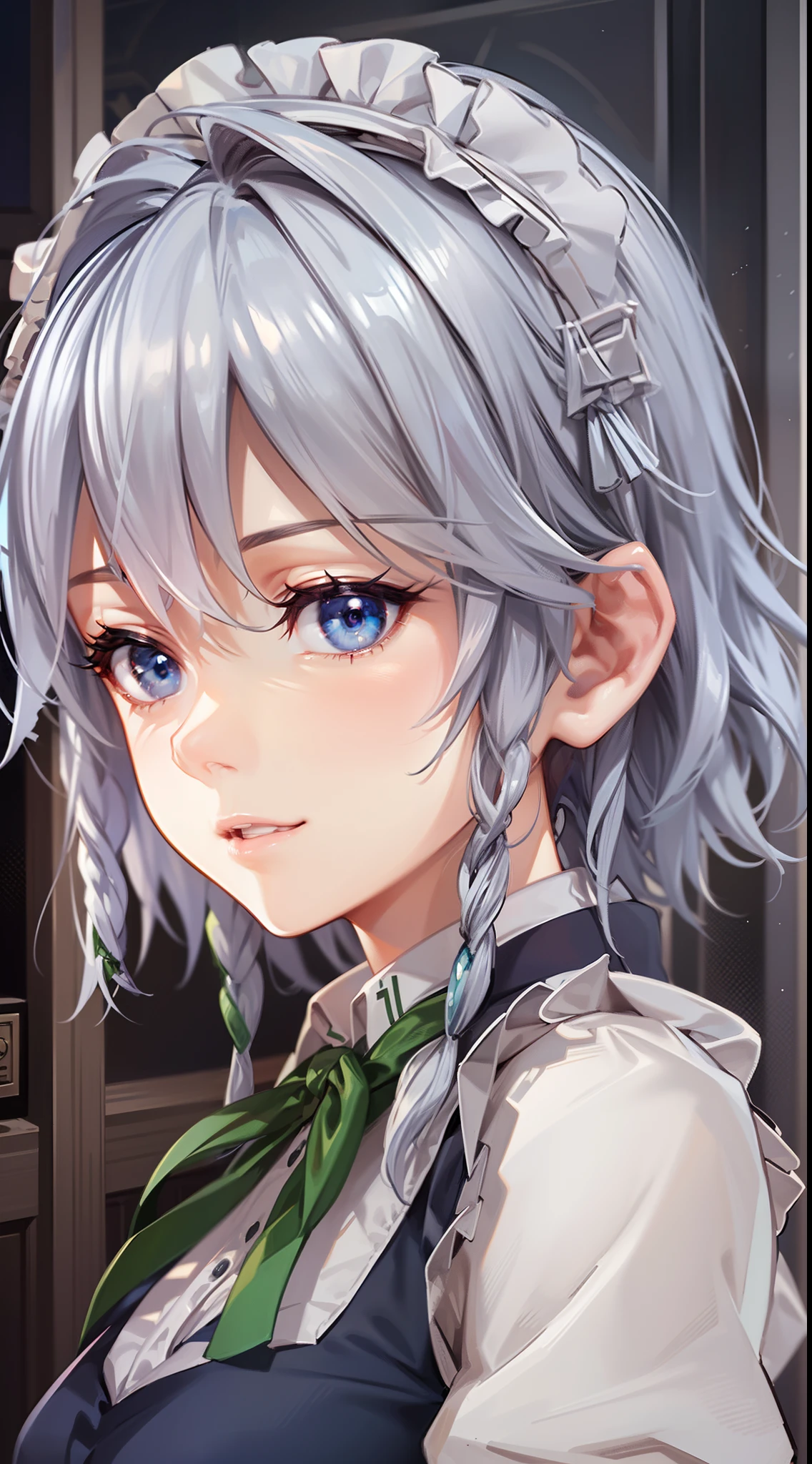 (Unity 16K Wallpaper, masutepiece, Best Quality, Ultra-detailed, extremely details CG, Cinematic lighting, Detailed, Beautiful detailed eyes, Solo),超A high resolution,Fine skin,A sexy,maid, maid apronl, Maid headdress
