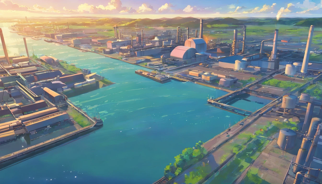 The industrial zone has a wide view. Water bodies and industry1 have been observed to discharge pollutants into the ocean. Industry 2 emits pollutants into rivers. Industry 3 emits pollutants into lakes.
