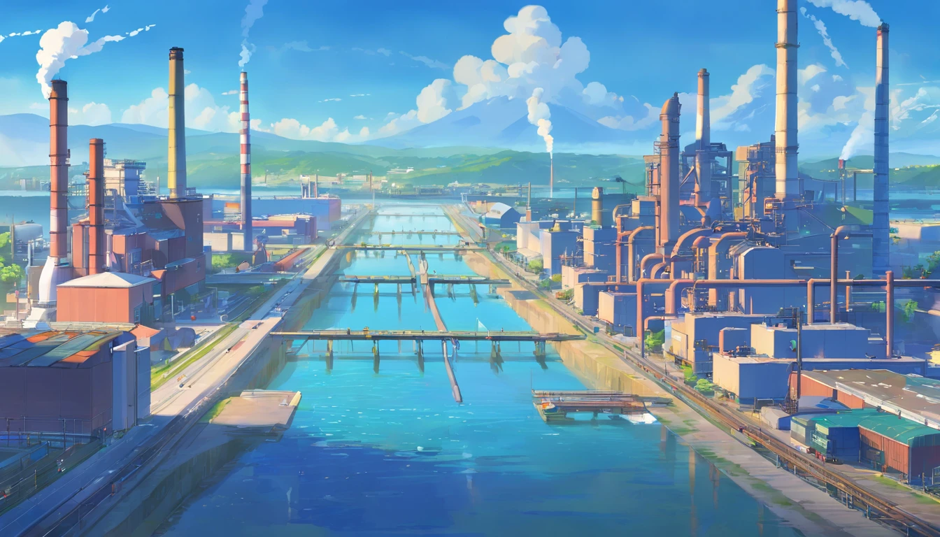 The industrial zone has a wide view. Water bodies and industry1 have been observed to discharge pollutants into the ocean. Industry 2 emits pollutants into rivers. Industry 3 emits pollutants into lakes.