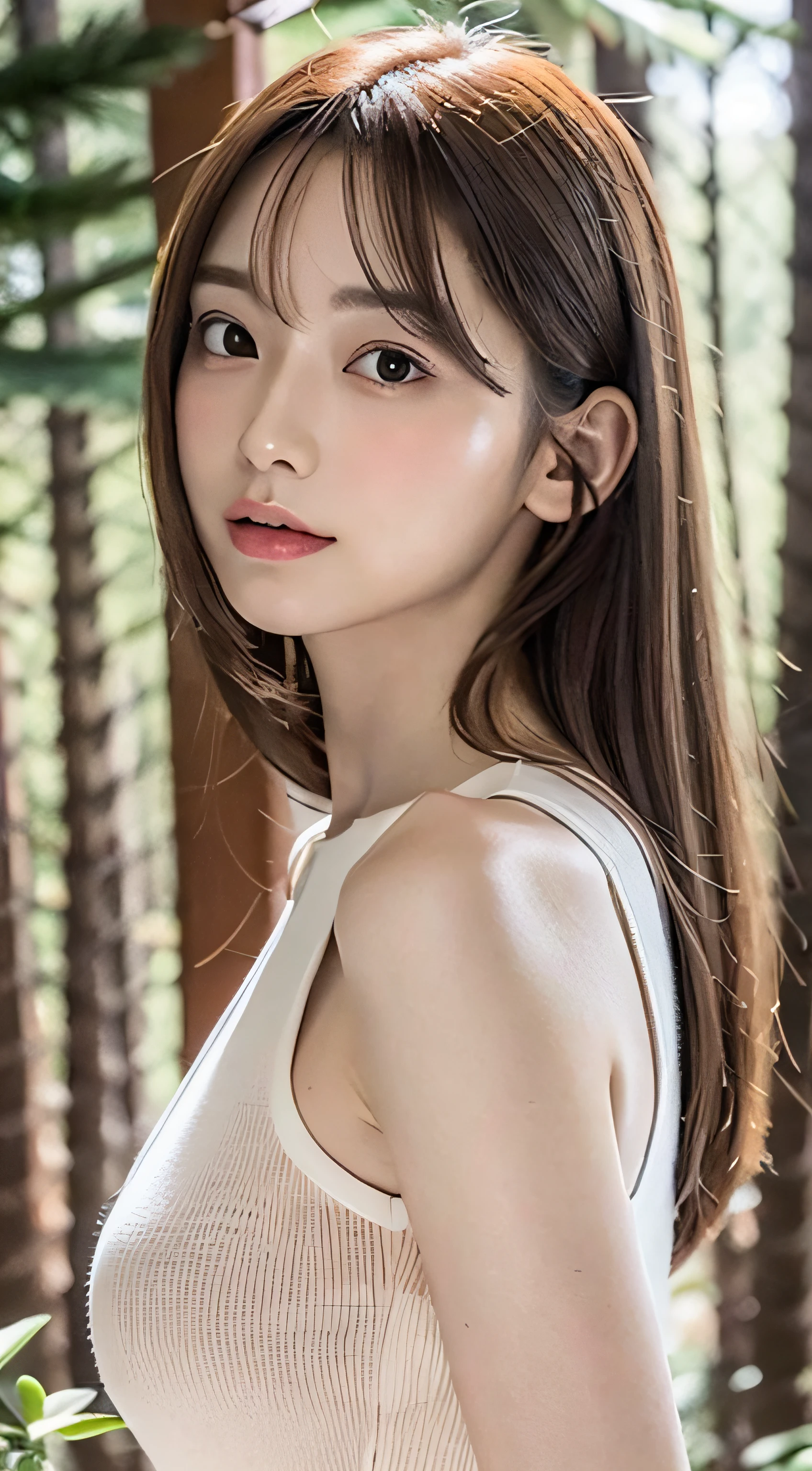 1girl, solo, small breasts, looking at viewer, smile, (best quality,4k,8k,highres,masterpiece:1.2),ultra-detailed,(realistic,photorealistic,photo-realistic:1.37),intricate details, delicate features, beautiful detailed eyes, beautiful detailed lips, extremely detailed face, long eyelashes, serene expression, flowing hair, natural lighting, warm color palette, soft focus, digital painting, cinematic composition