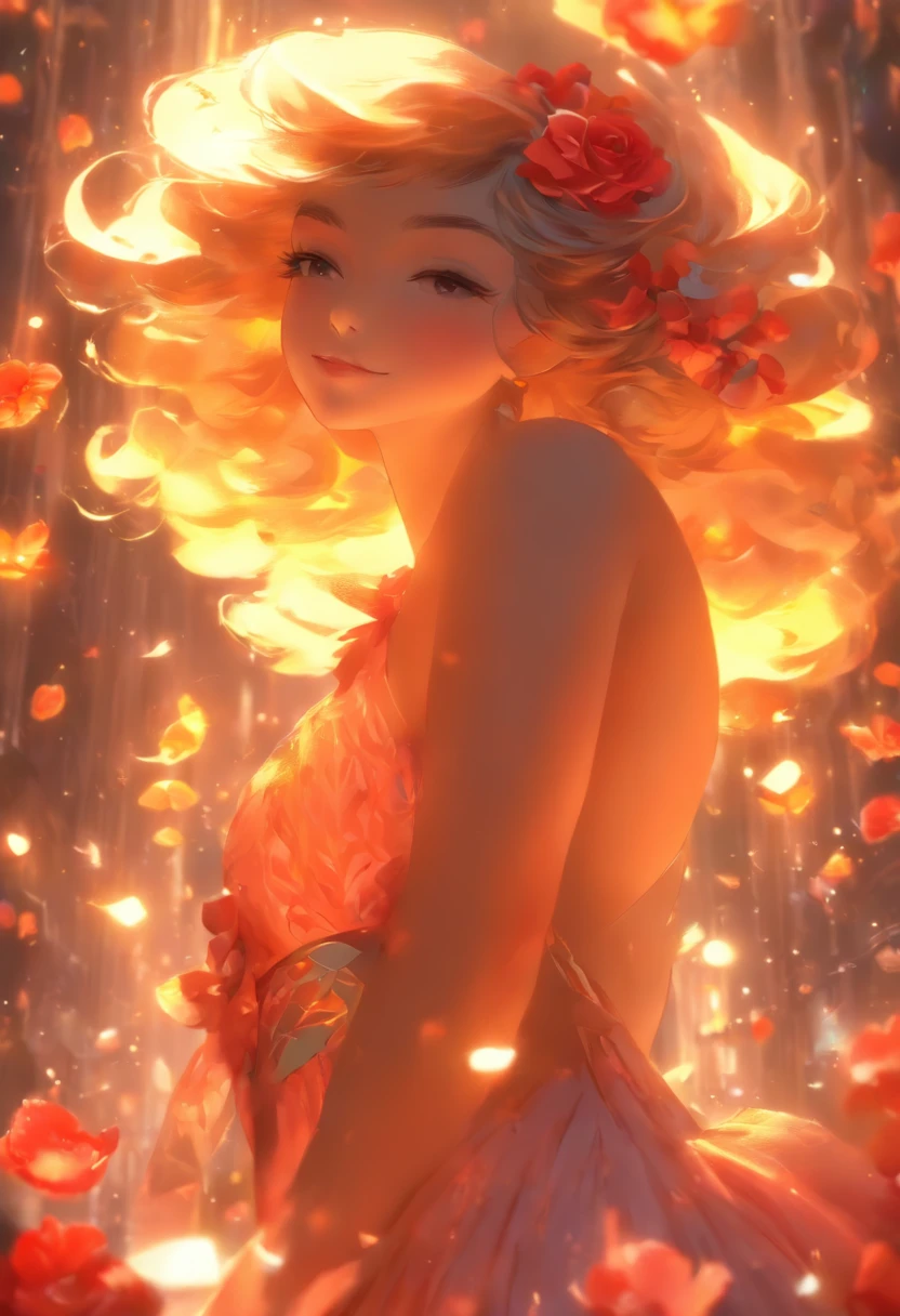 1girll,(full bodyesbian:1.4),Polycystic ovaries,The barefoot,独奏,hatflower,
Cinematic lighting,Strong contrast,romantic realist style,High level of detail,(Fairy tale scenes),Rose,yellowflower,Red flower,Bird,unit,make up,Gemstone,headdress,dress,Bare shoulders, style-swirlmagic